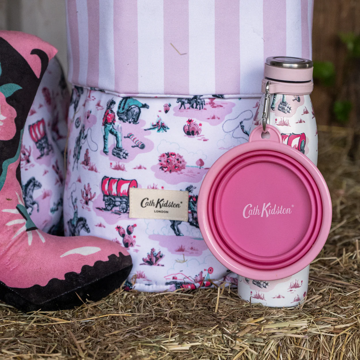 Cath Kidston Cowgirl Steel Water Bottle & Collapsible Bowl Set - Image 4