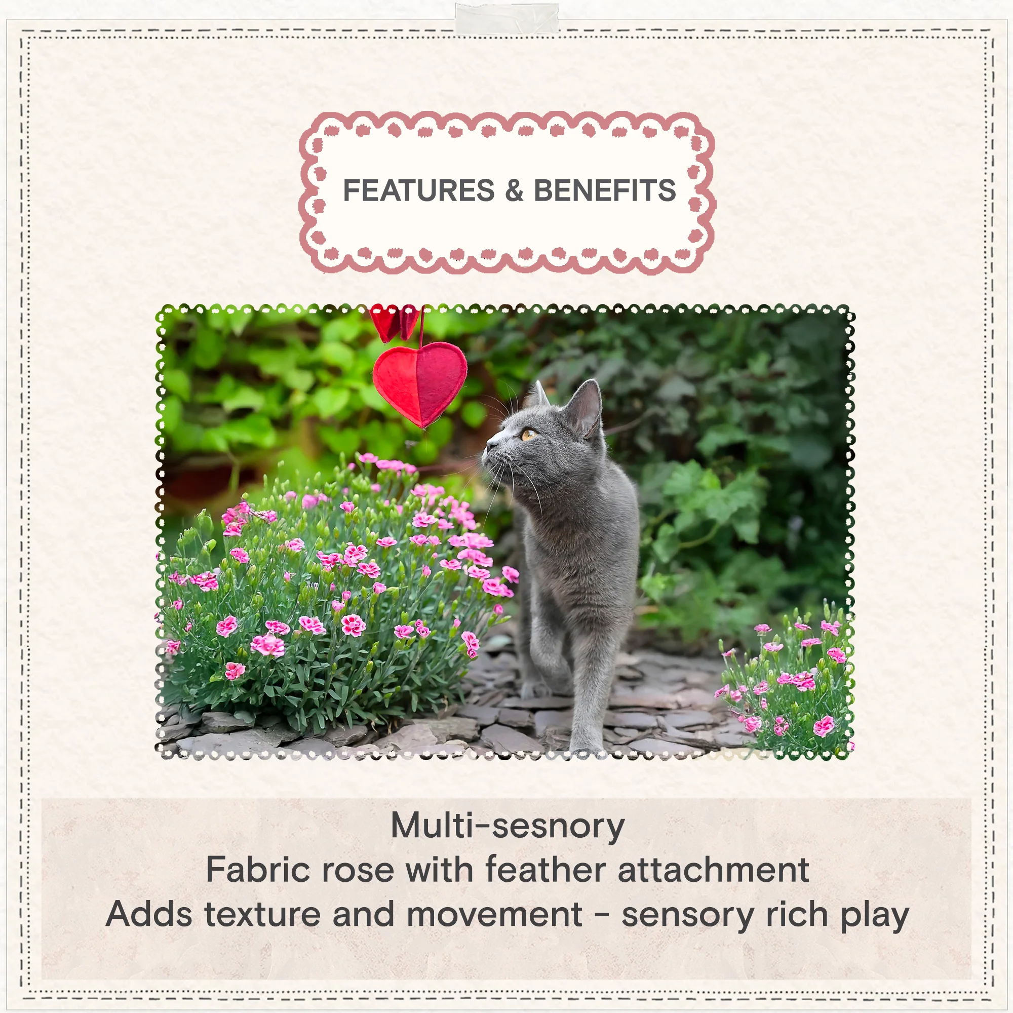 Cath Kidston Dogs & Roses 3 Hearts Cat Teaser Toy - Image 11