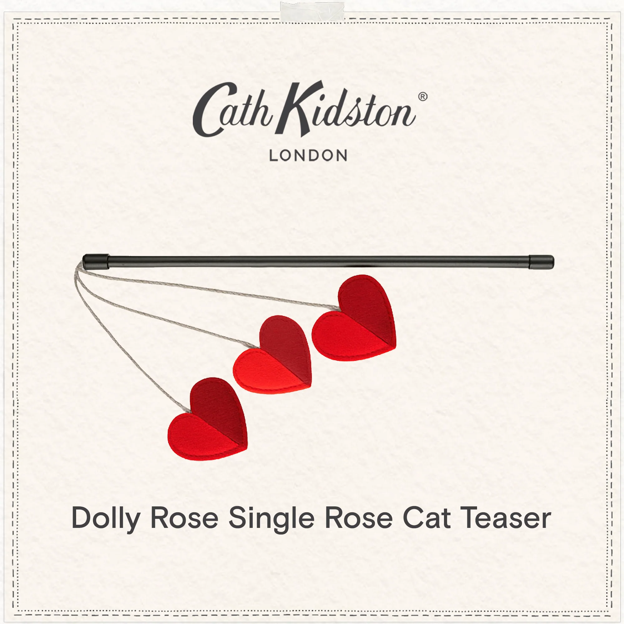 Cath Kidston Dogs & Roses 3 Hearts Cat Teaser Toy - Image 6