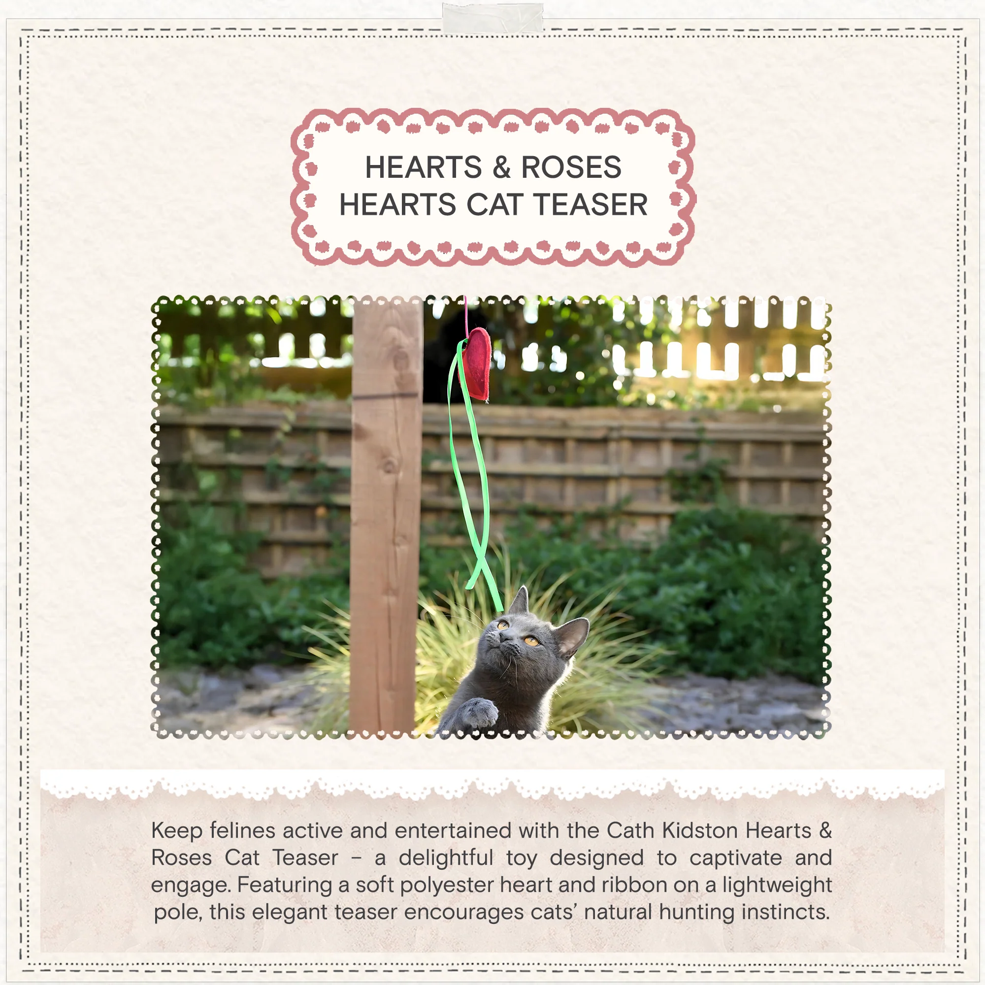 Cath Kidston Dogs & Roses Cat Teaser Toy - Image 5
