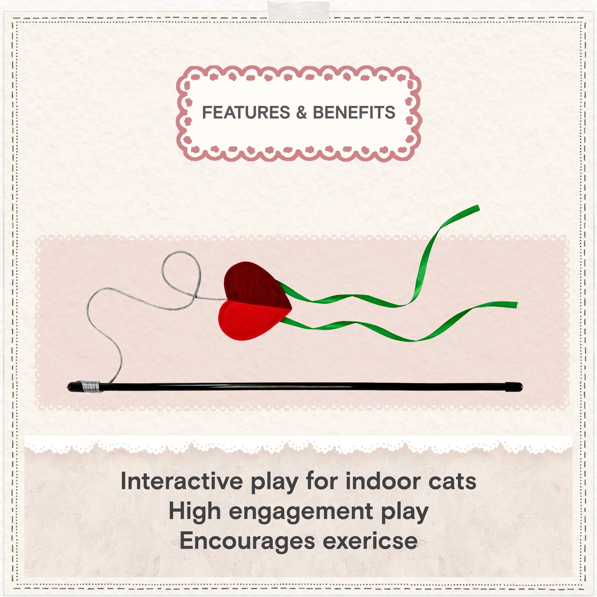 Cath Kidston Dogs & Roses Cat Teaser Toy - Image 8