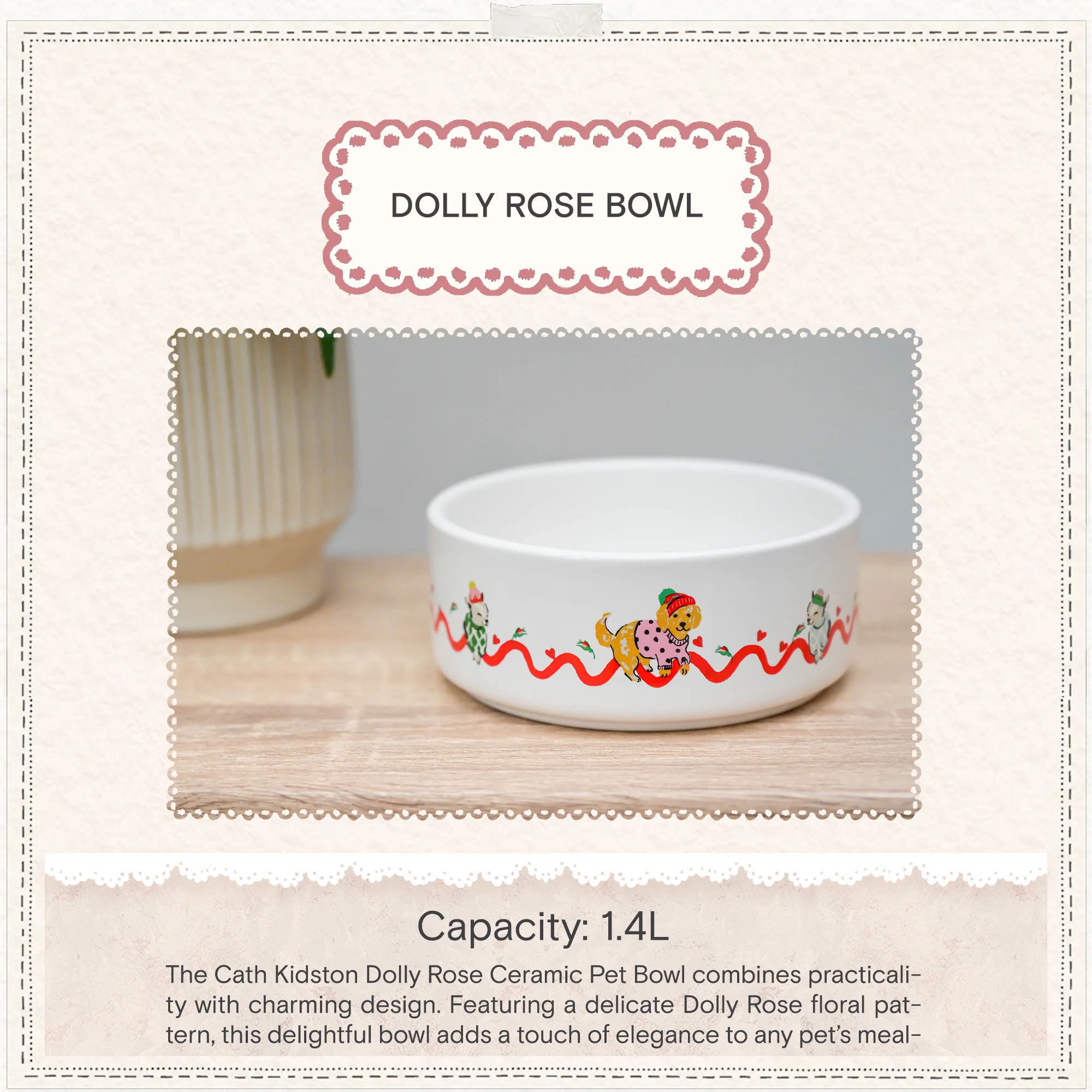 Cath Kidston Dogs & Roses Ceramic Pet Bowl - Image 5