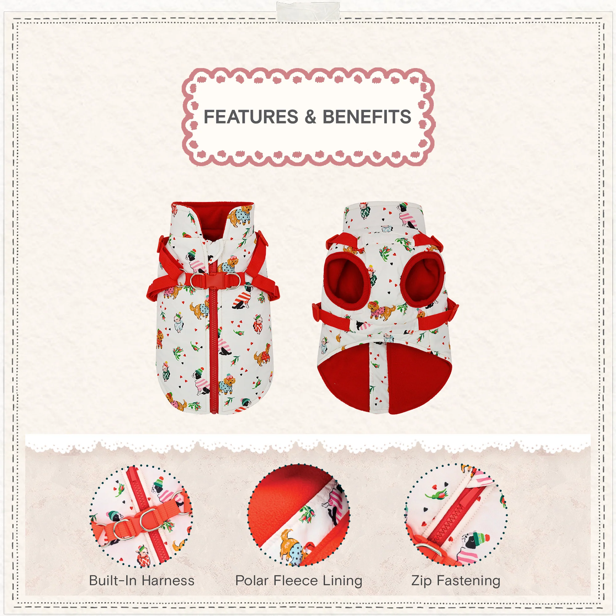 Cath Kidston Dogs & Roses Dog Coat & Harness - Image 7