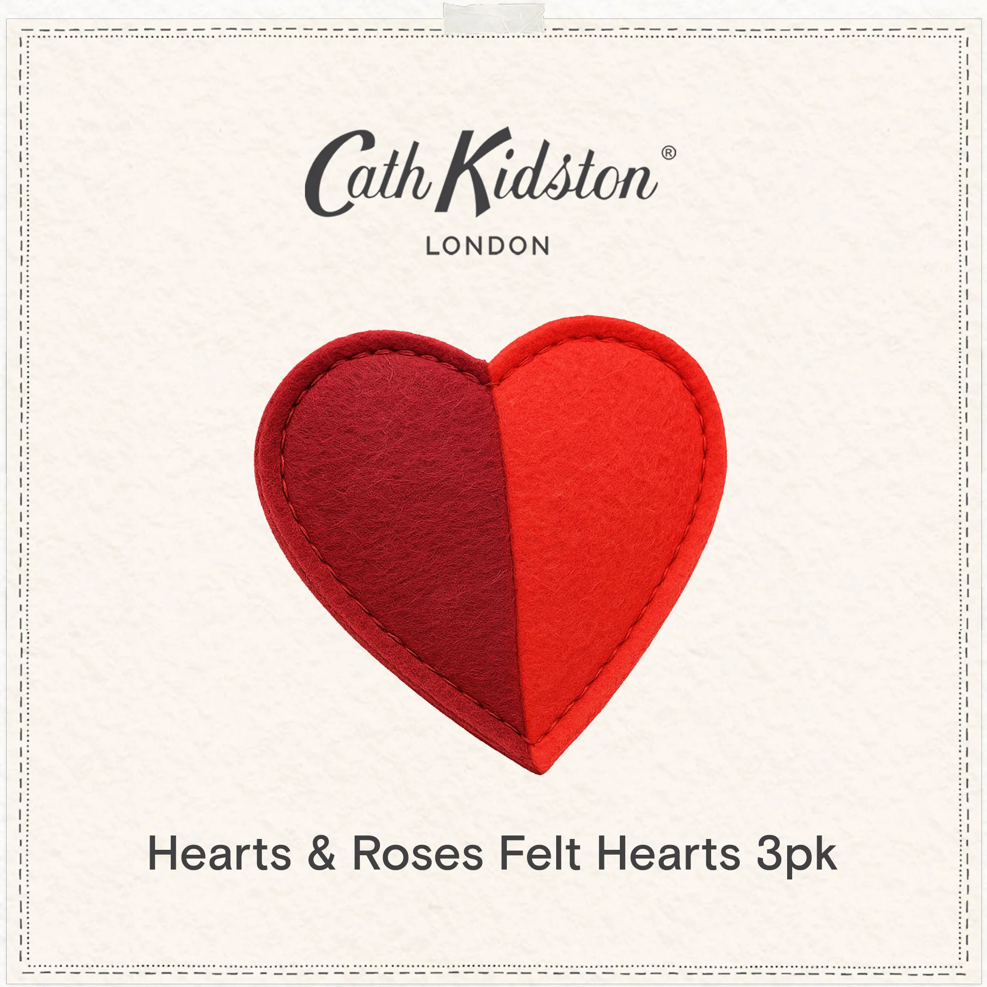 Cath Kidston Dogs & Roses Felt Hearts Cat Toy - Image 4