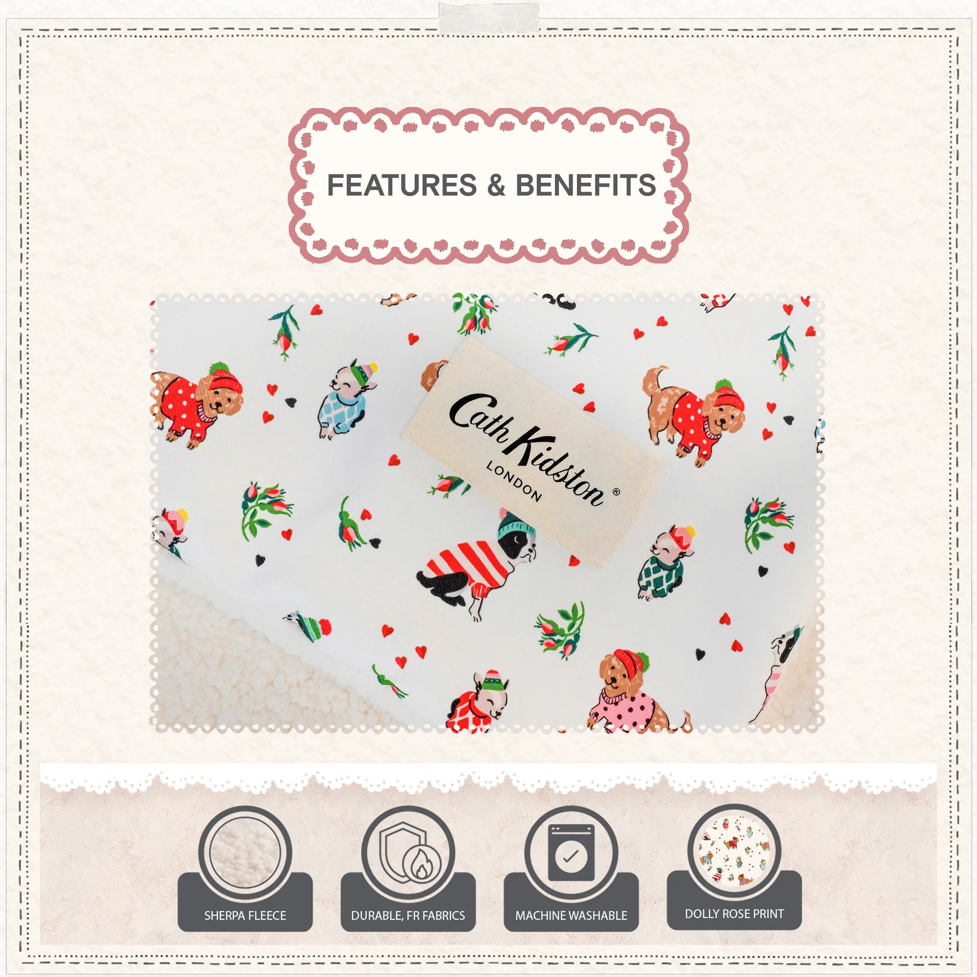 Cath Kidston Dogs & Roses Pet Blanket - Image 5