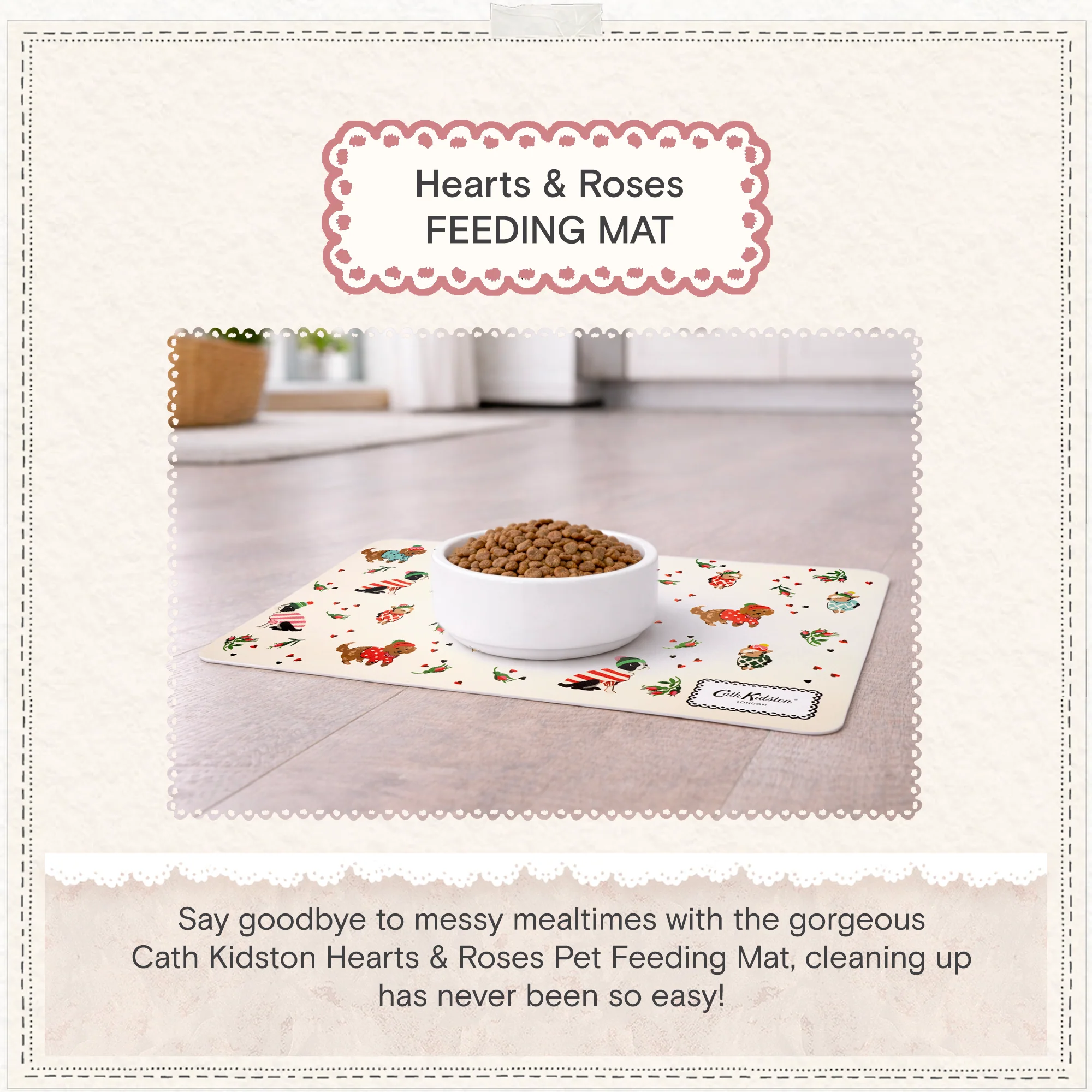 Cath Kidston Dogs & Roses Pet Feeding Mat - Image 2