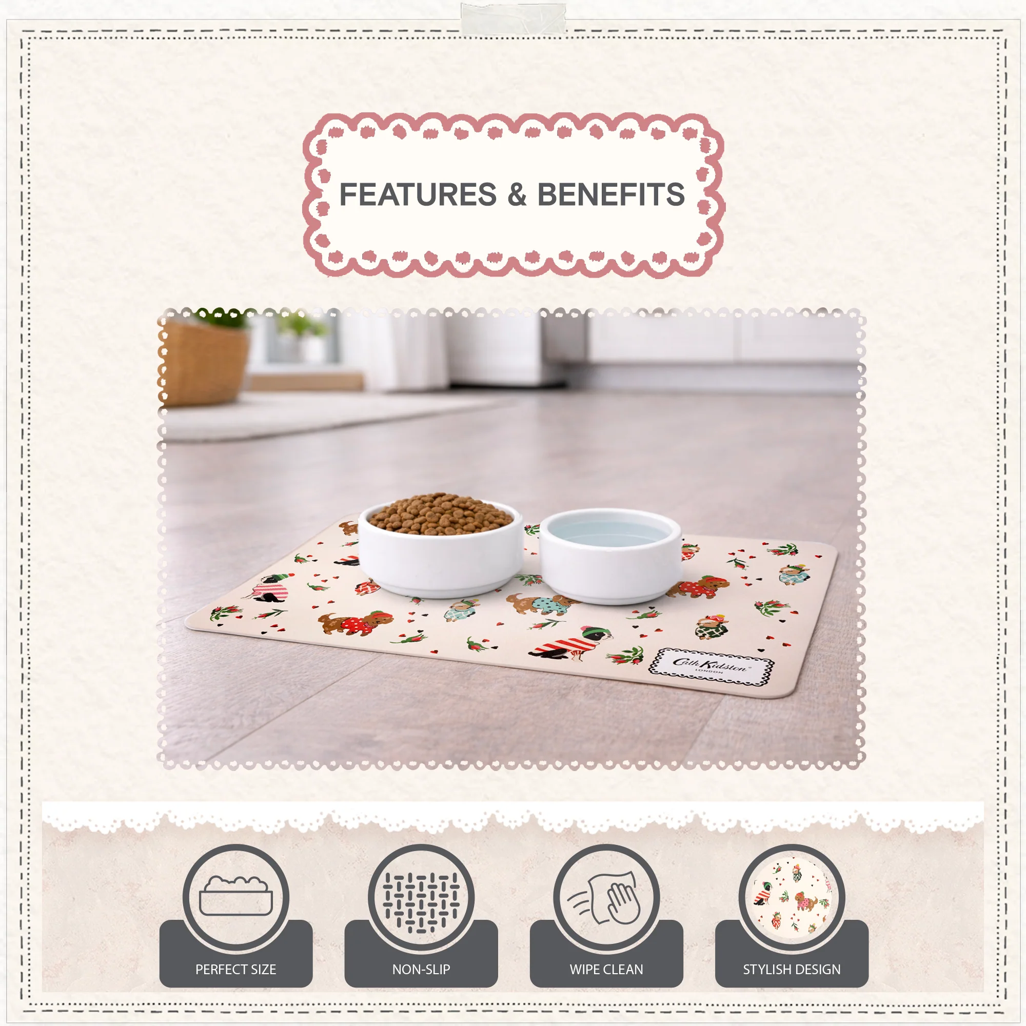 Cath Kidston Dogs & Roses Pet Feeding Mat - Image 3