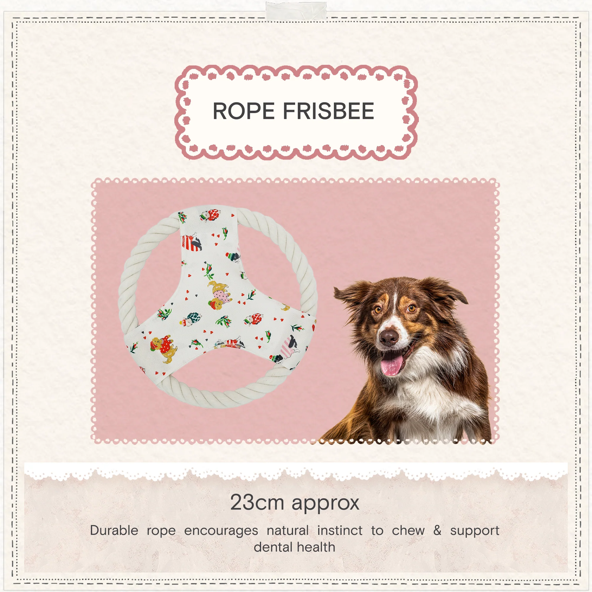 Cath Kidston Dogs & Roses Rope Frisbee Dog Toy - Image 3