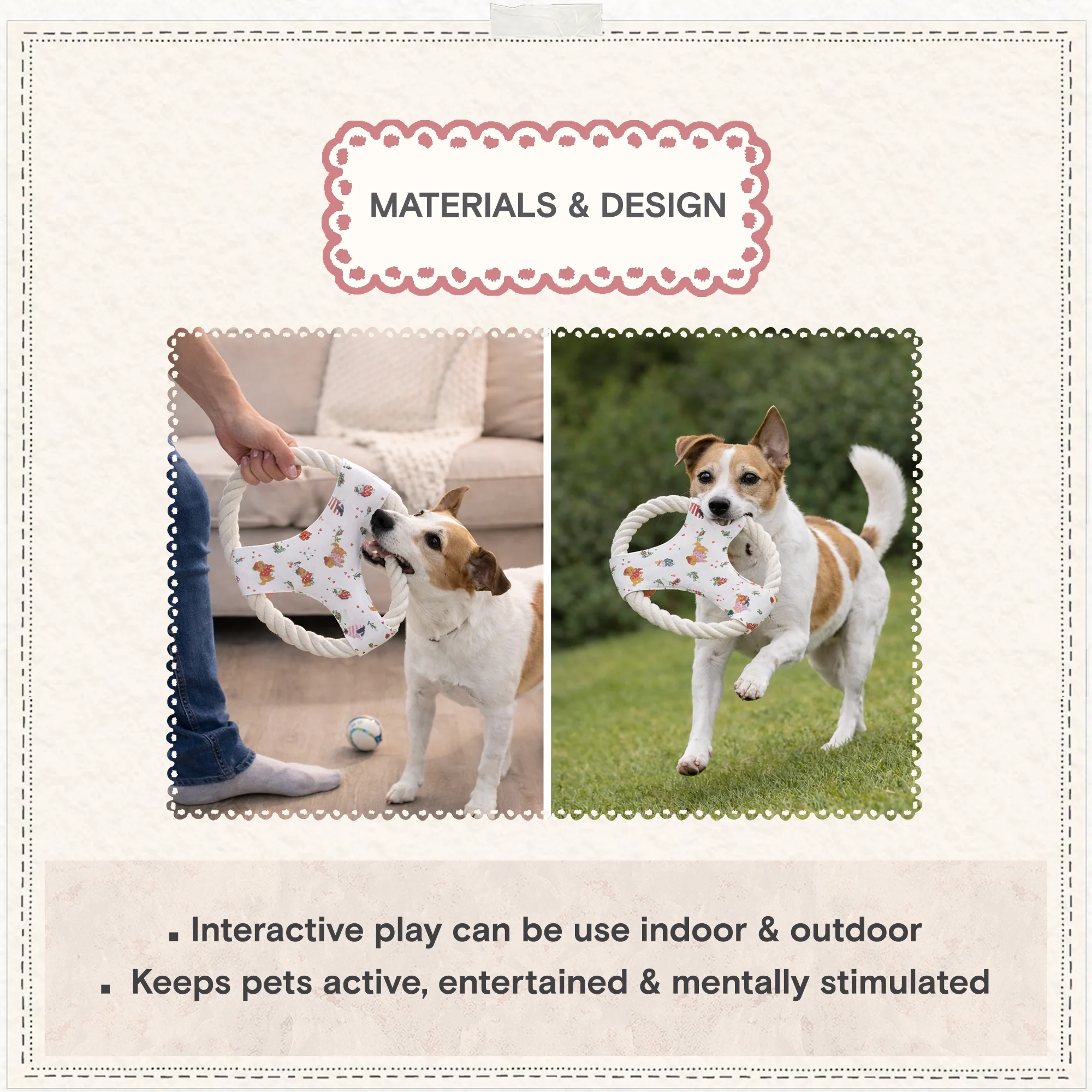 Cath Kidston Dogs & Roses Rope Frisbee Dog Toy - Image 7