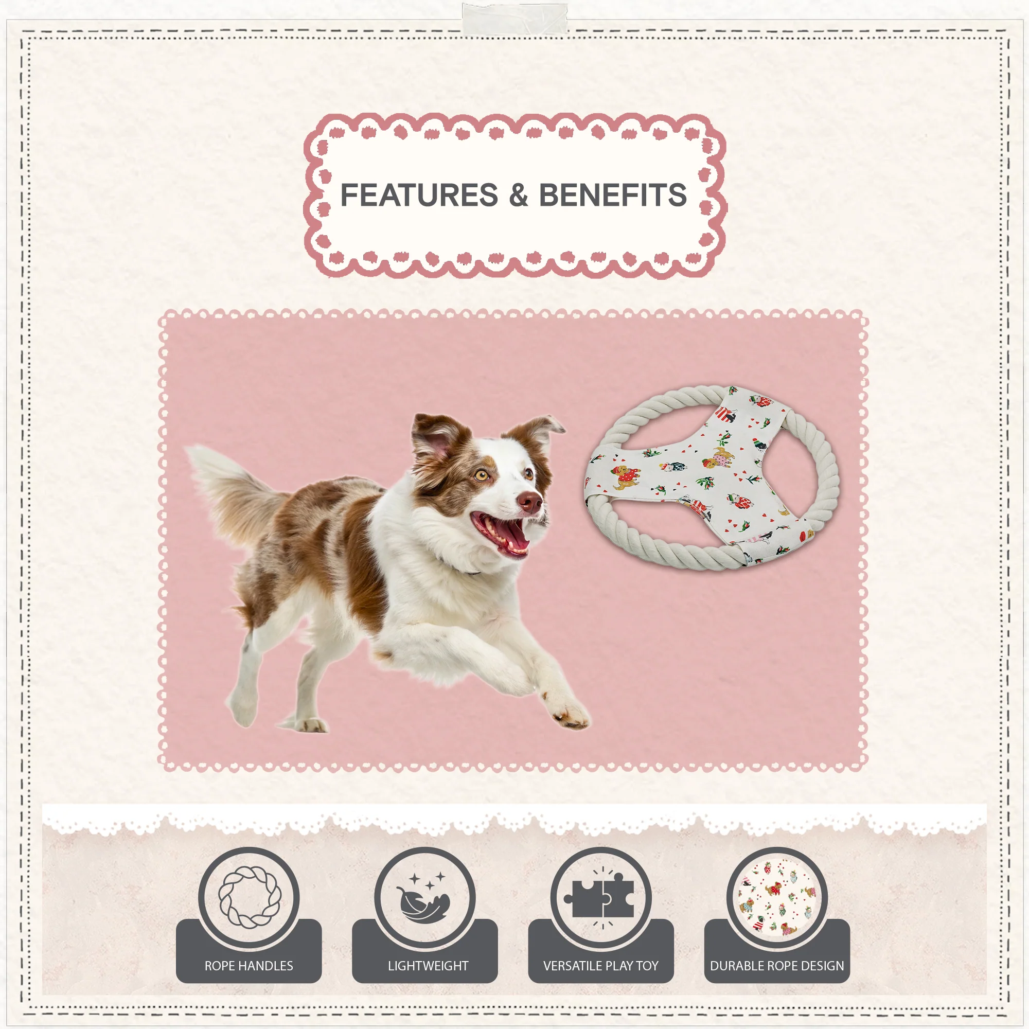 Cath Kidston Dogs & Roses Rope Frisbee Dog Toy - Image 8