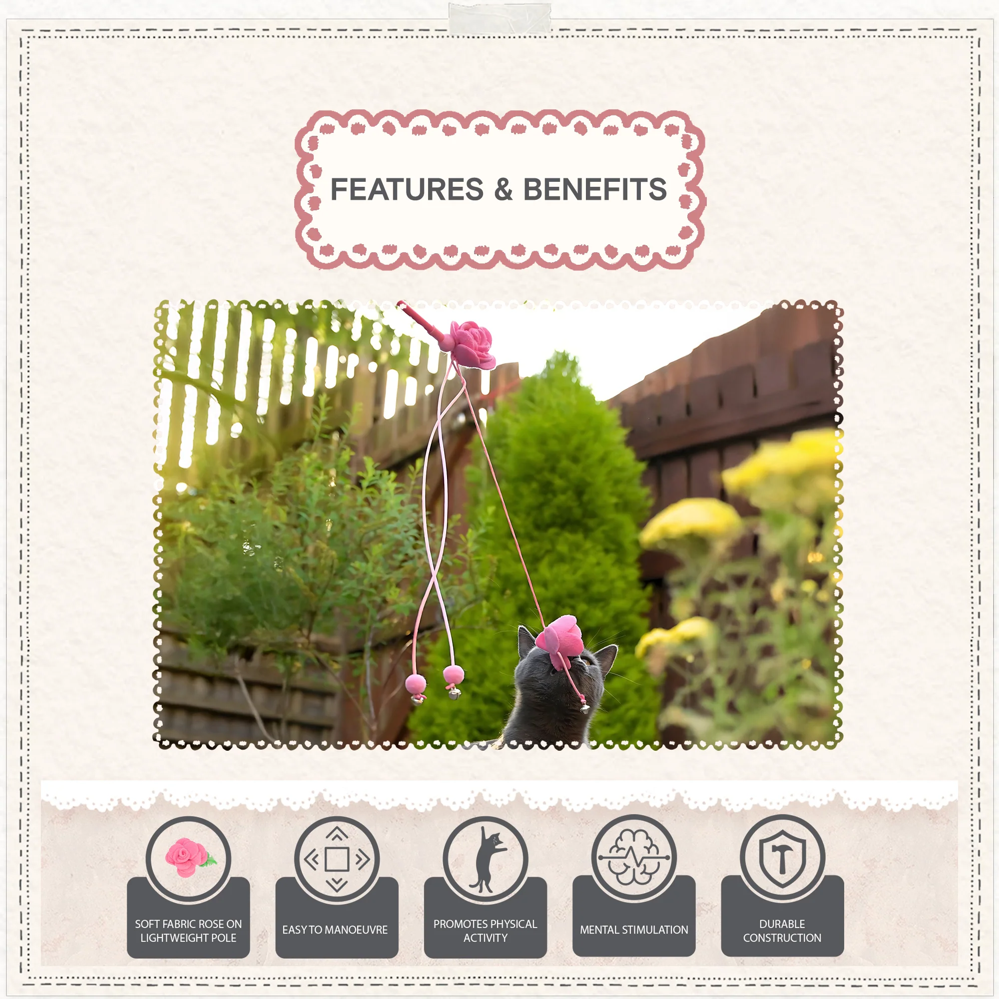 Cath Kidston Dolly Rose Double Rose Cat Teaser Toy - Image 5