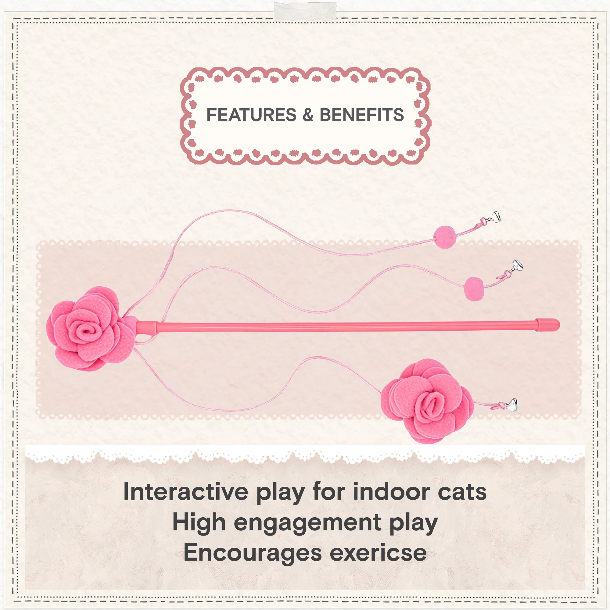 Cath Kidston Dolly Rose Double Rose Cat Teaser Toy - Image 6
