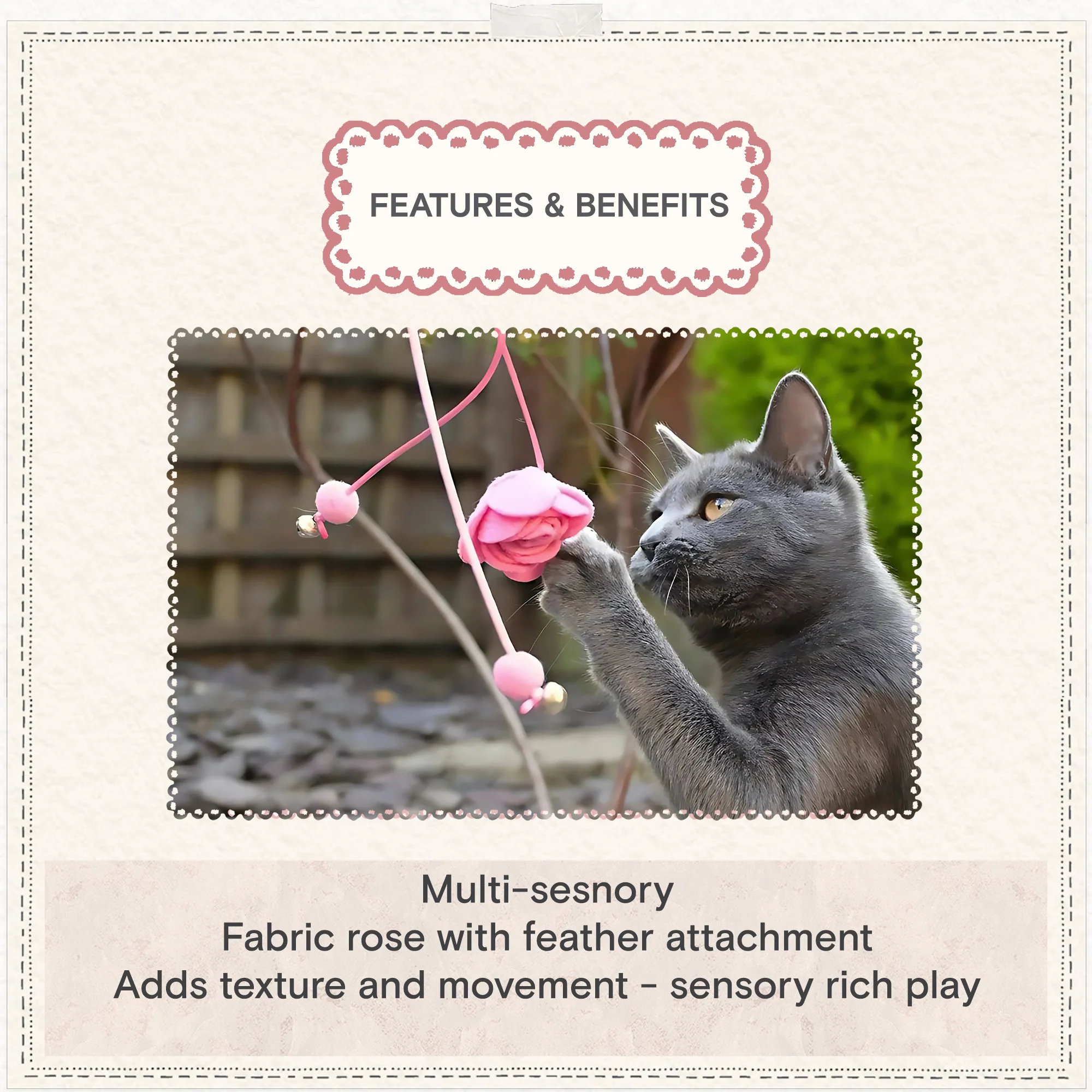 Cath Kidston Dolly Rose Double Rose Cat Teaser Toy - Image 8