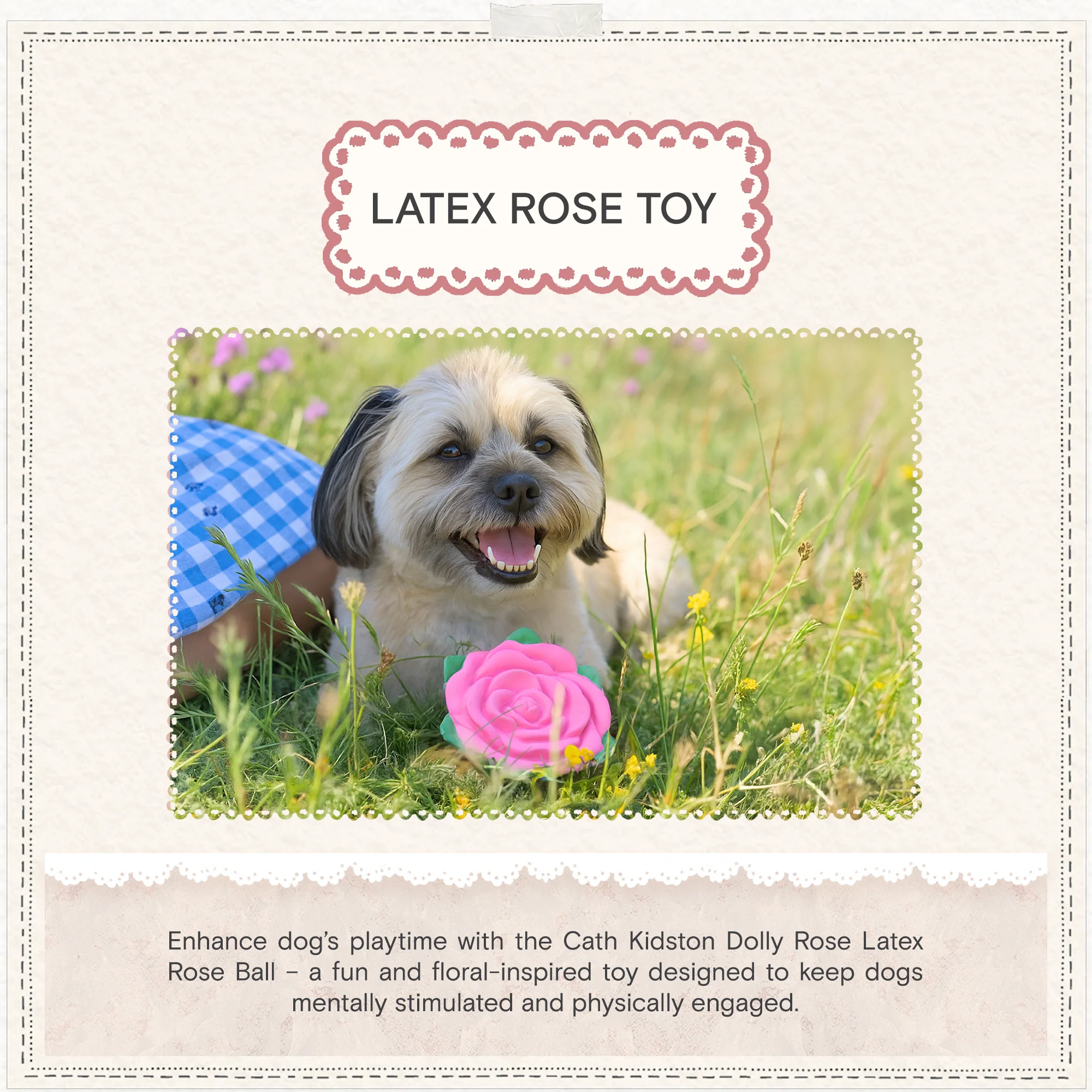 Cath Kidston Dolly Rose Latex Rose Ball Dog Toy - Image 5