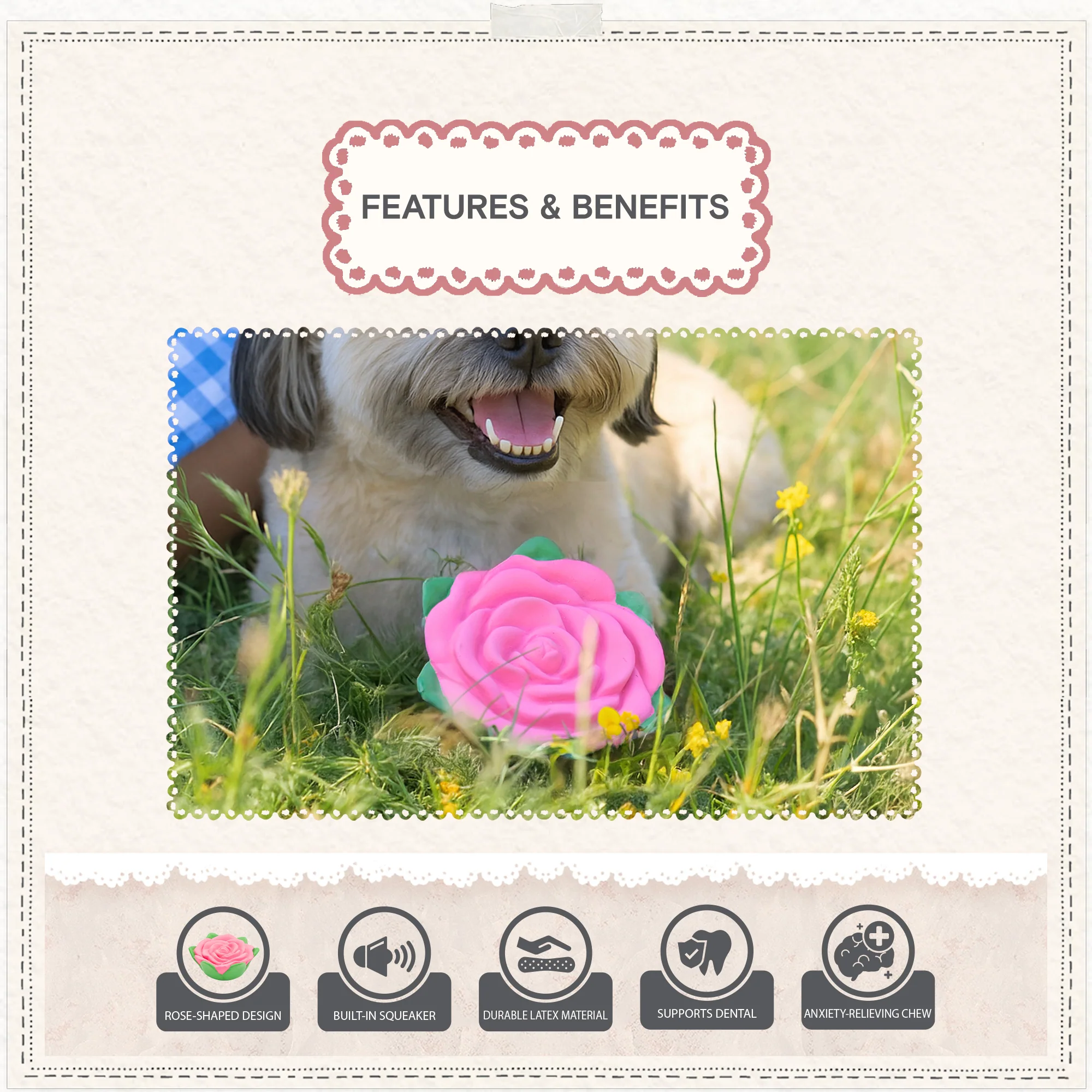 Cath Kidston Dolly Rose Latex Rose Ball Dog Toy - Image 6