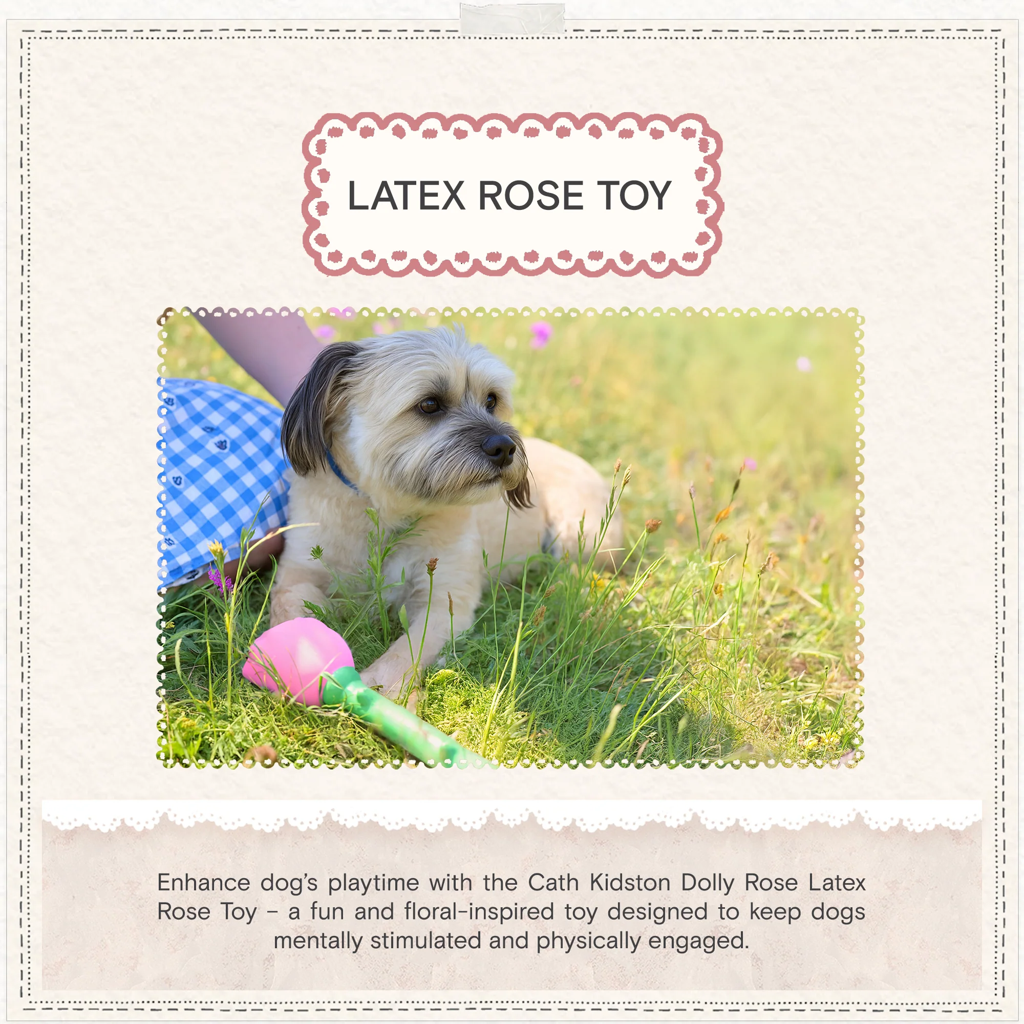 Cath Kidston Dolly Rose Latex Rose Dog Toy - Image 5