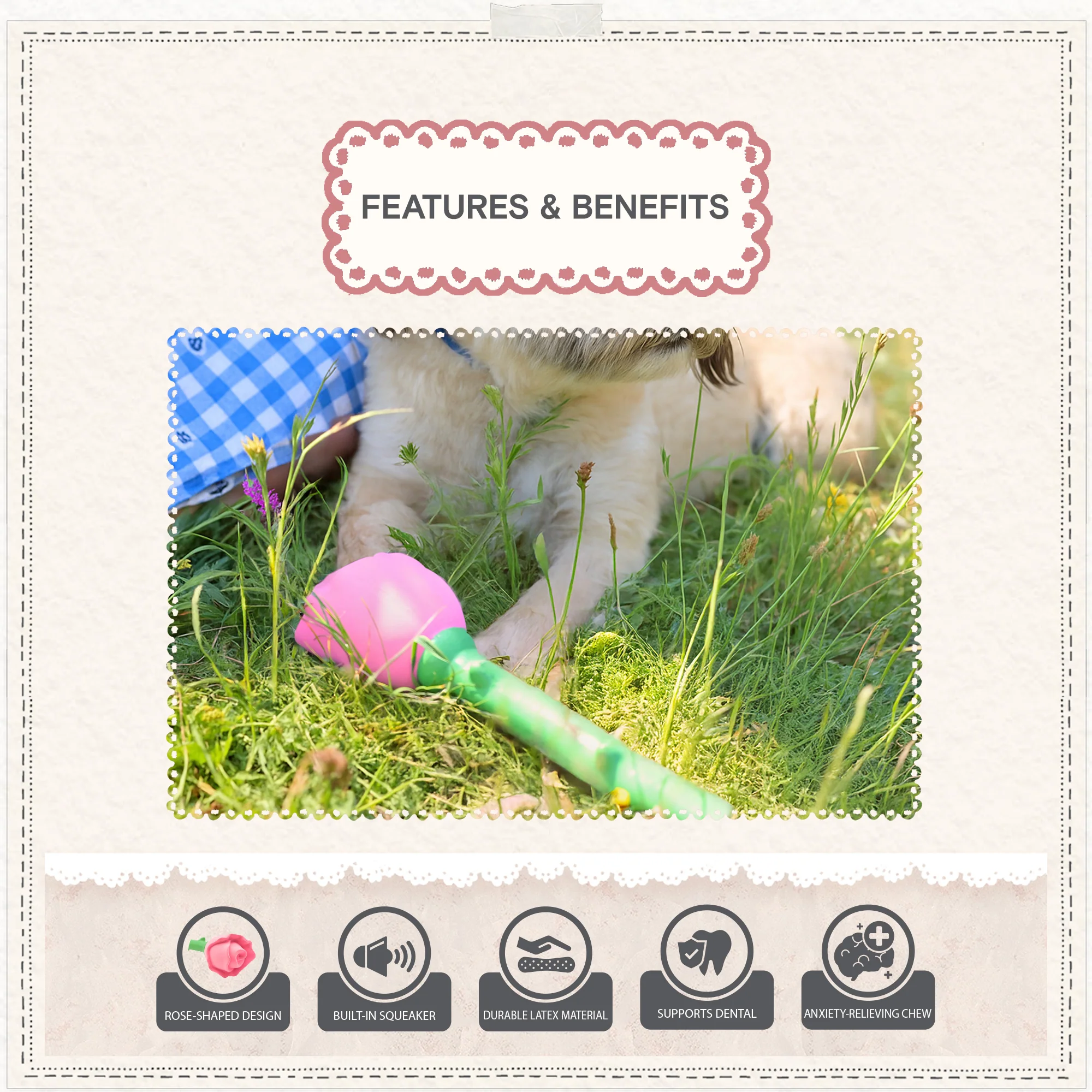 Cath Kidston Dolly Rose Latex Rose Dog Toy - Image 6