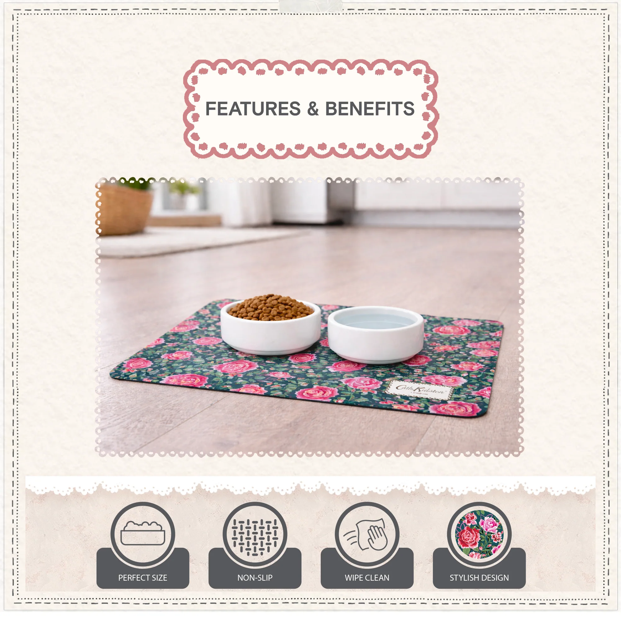Cath Kidston Dolly Rose Pet Feeding Mat - Image 4