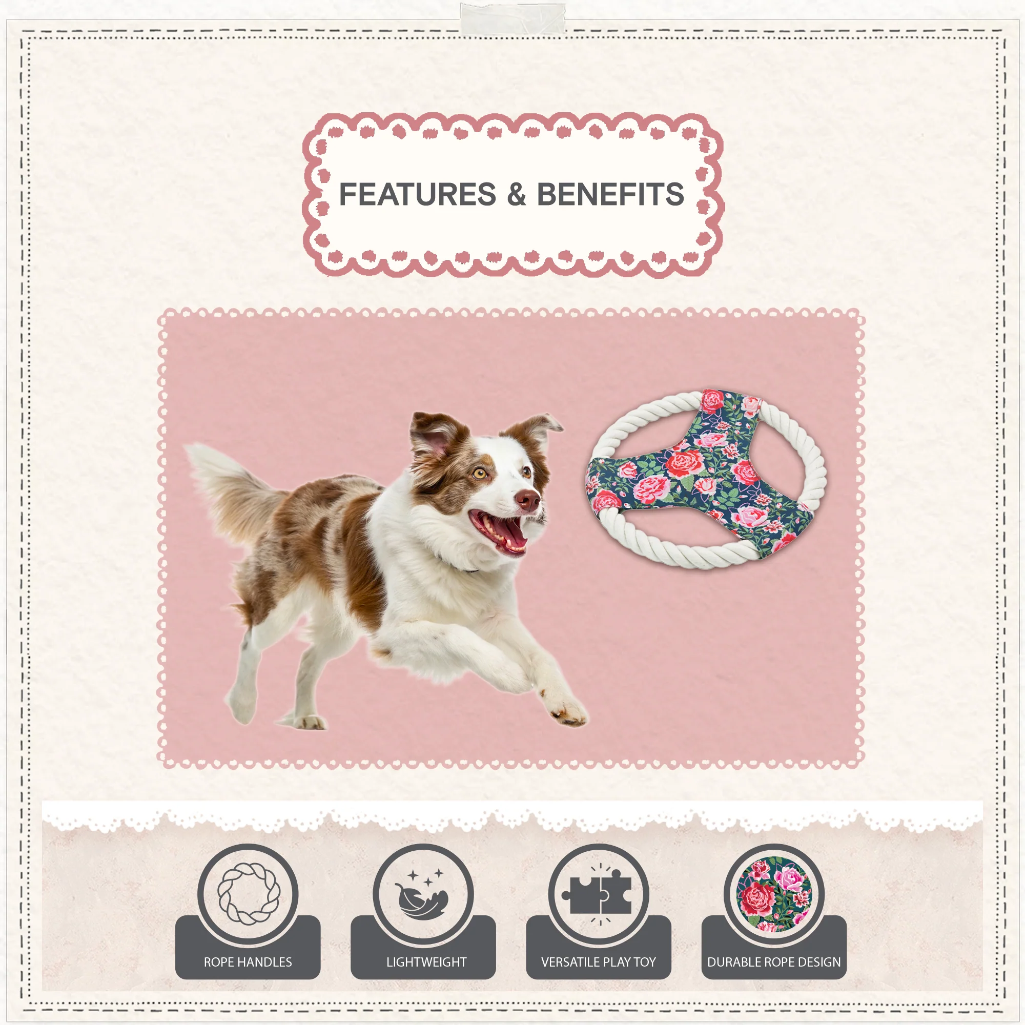 Cath Kidston Dolly Rose Rope Frisbee Dog Toy - Image 4