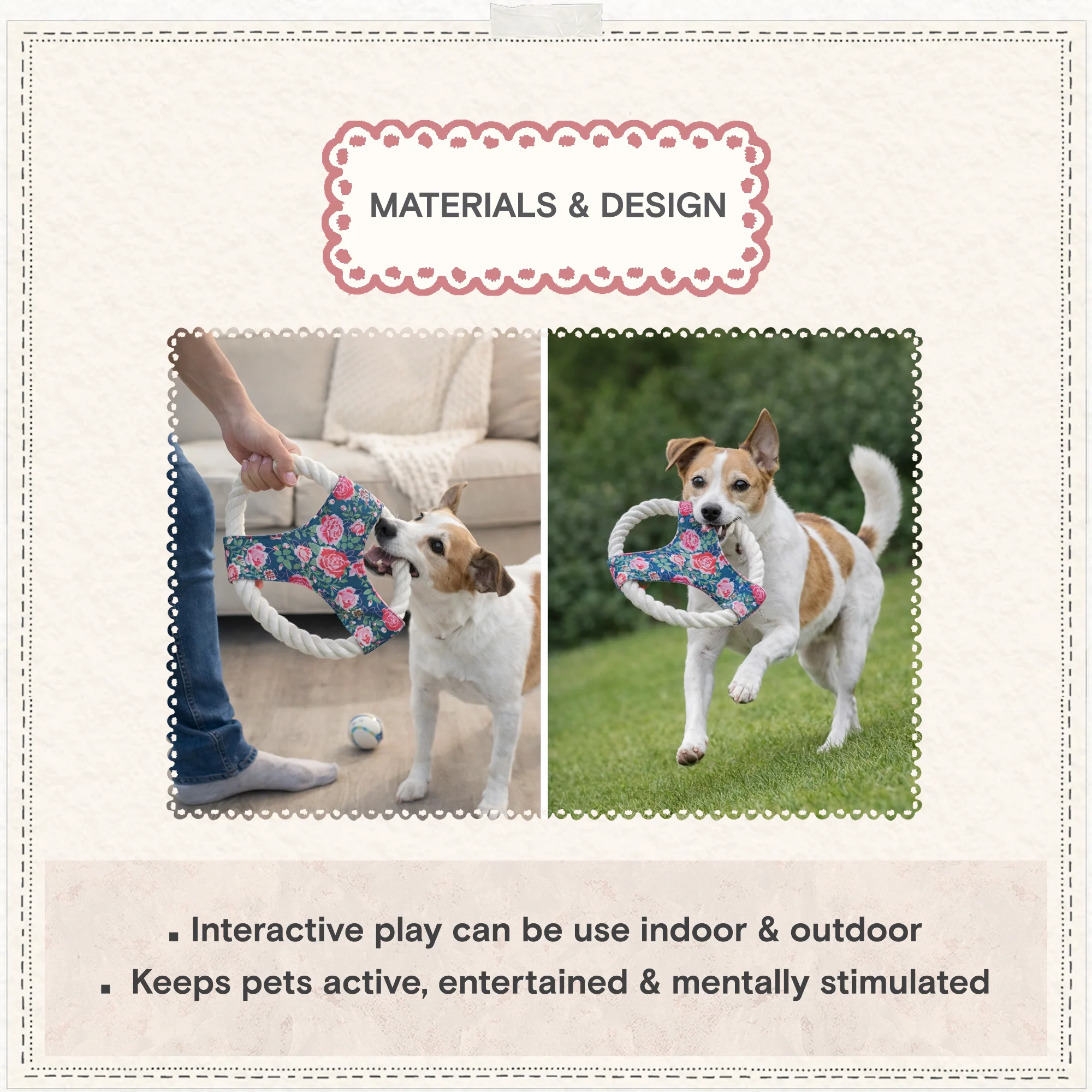 Cath Kidston Dolly Rose Rope Frisbee Dog Toy - Image 7