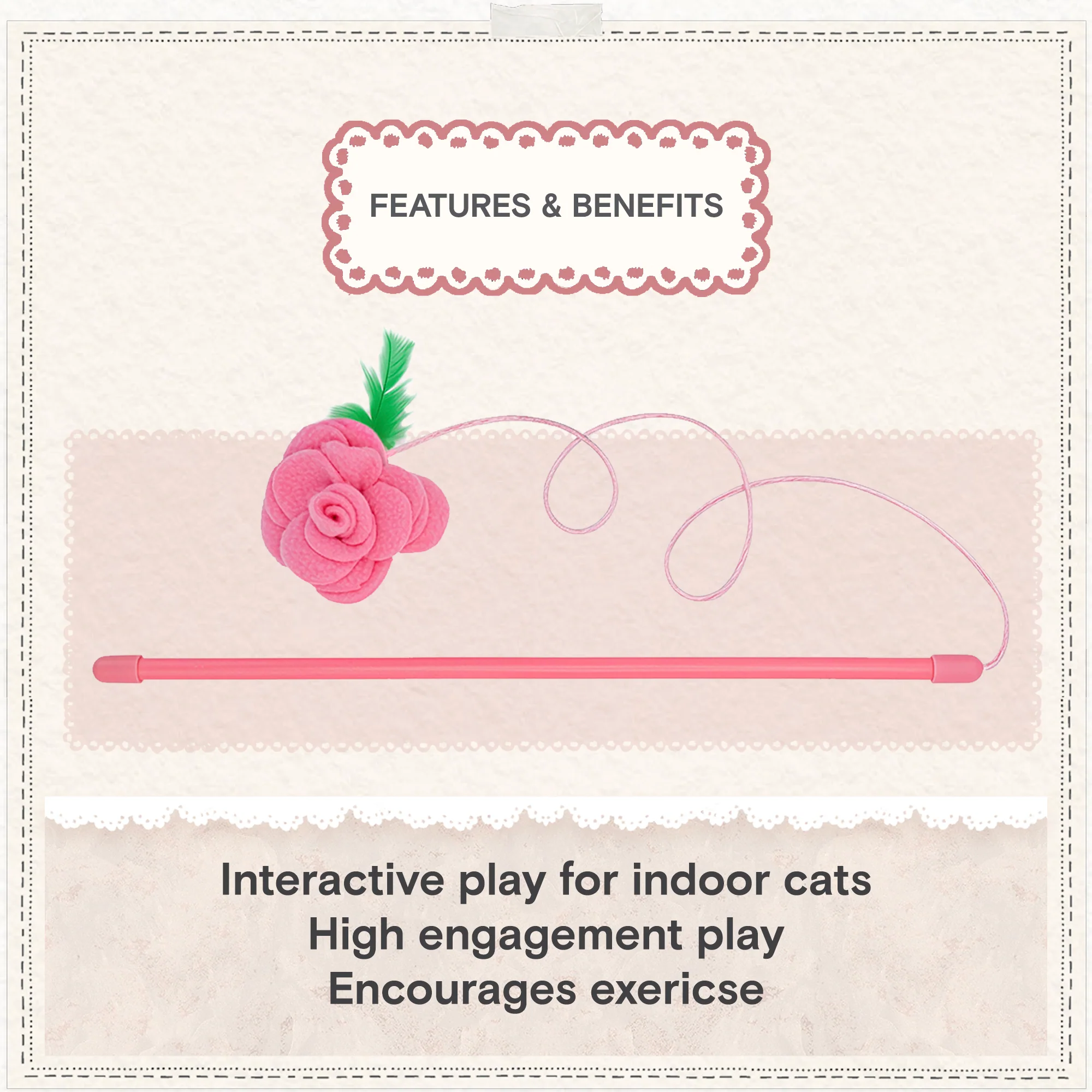 Cath Kidston Dolly Rose Single Rose Cat Teaser Toy - Image 3