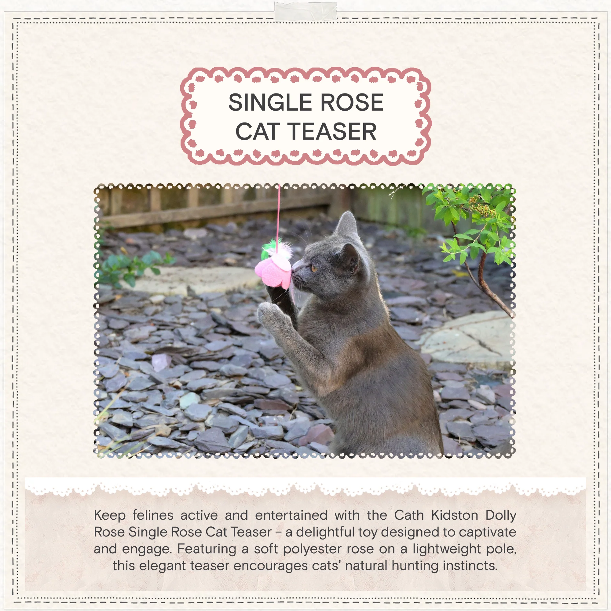 Cath Kidston Dolly Rose Single Rose Cat Teaser Toy - Image 4