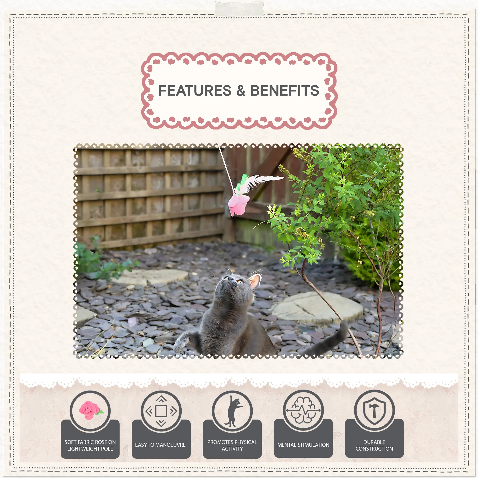 Cath Kidston Dolly Rose Single Rose Cat Teaser Toy - Image 6