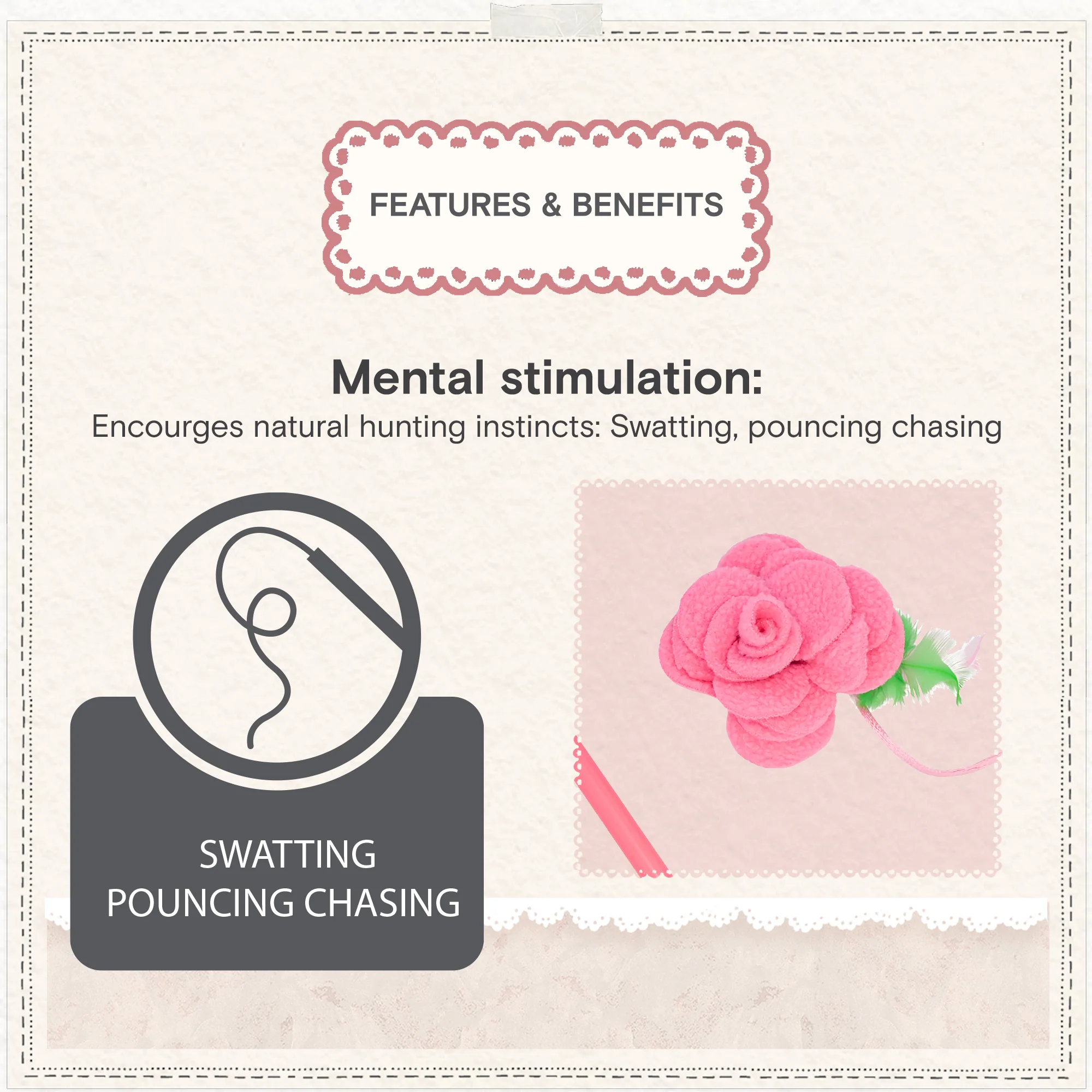 Cath Kidston Dolly Rose Single Rose Cat Teaser Toy - Image 7