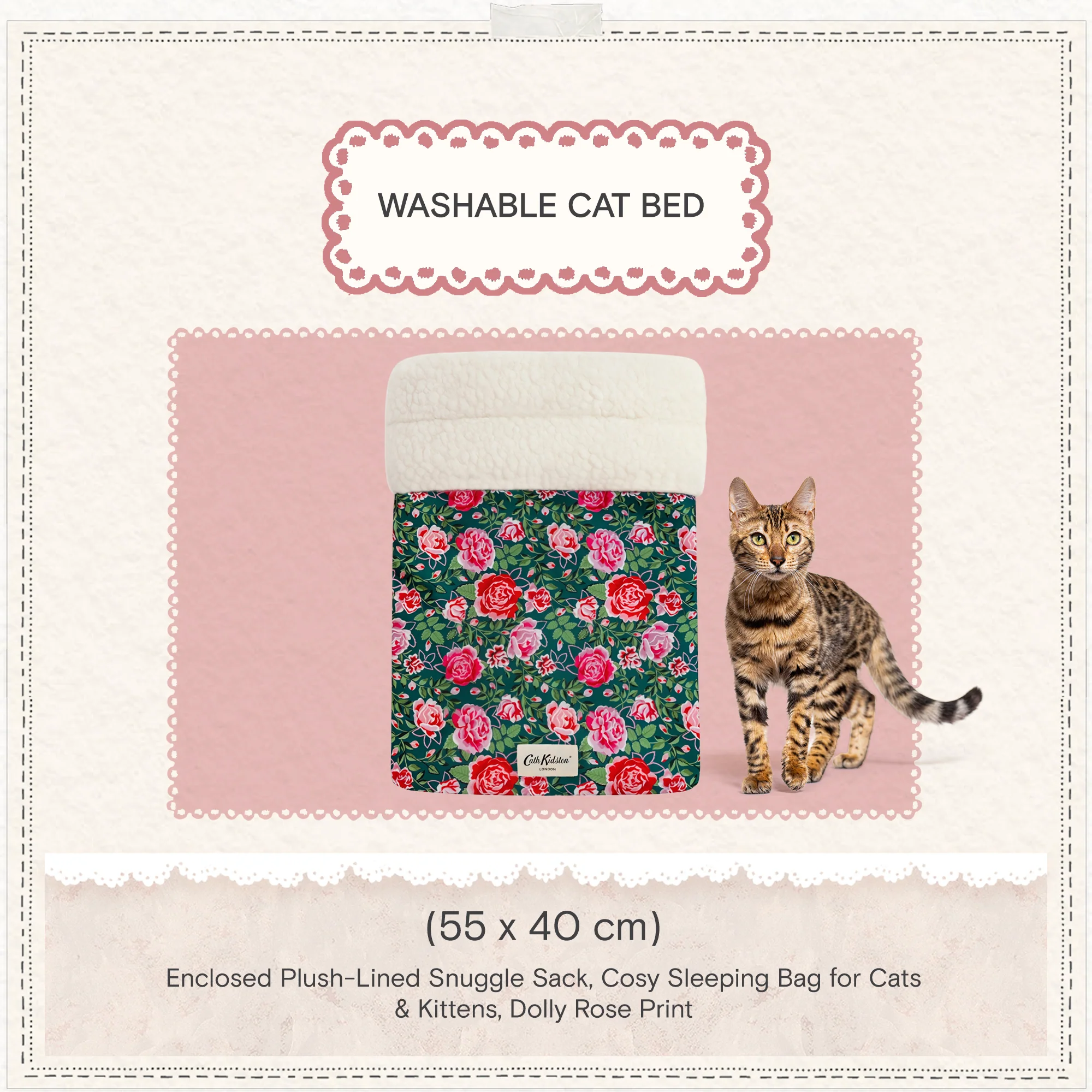 Cath Kidston Dolly Rose Snuggle Sack Cat Bed - Image 3