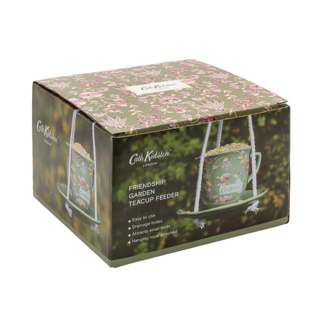 Cath Kidston Green Floral Teacup Bird Feeder - Image 7