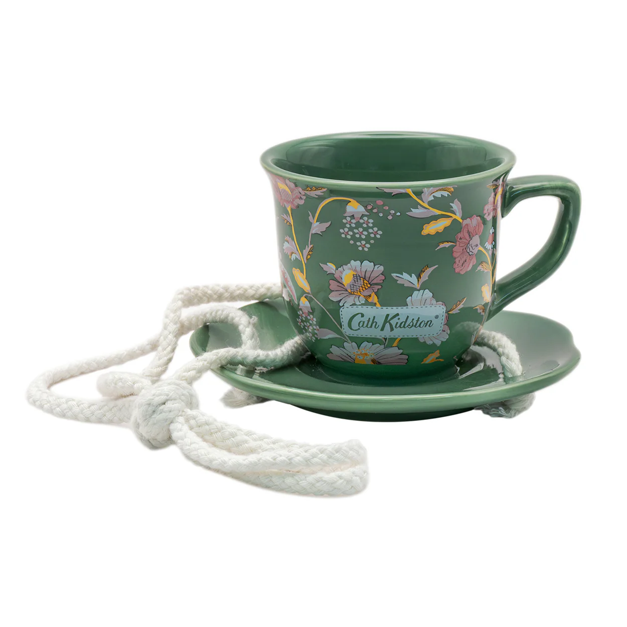 Cath Kidston Green Floral Teacup Bird Feeder - Image 8