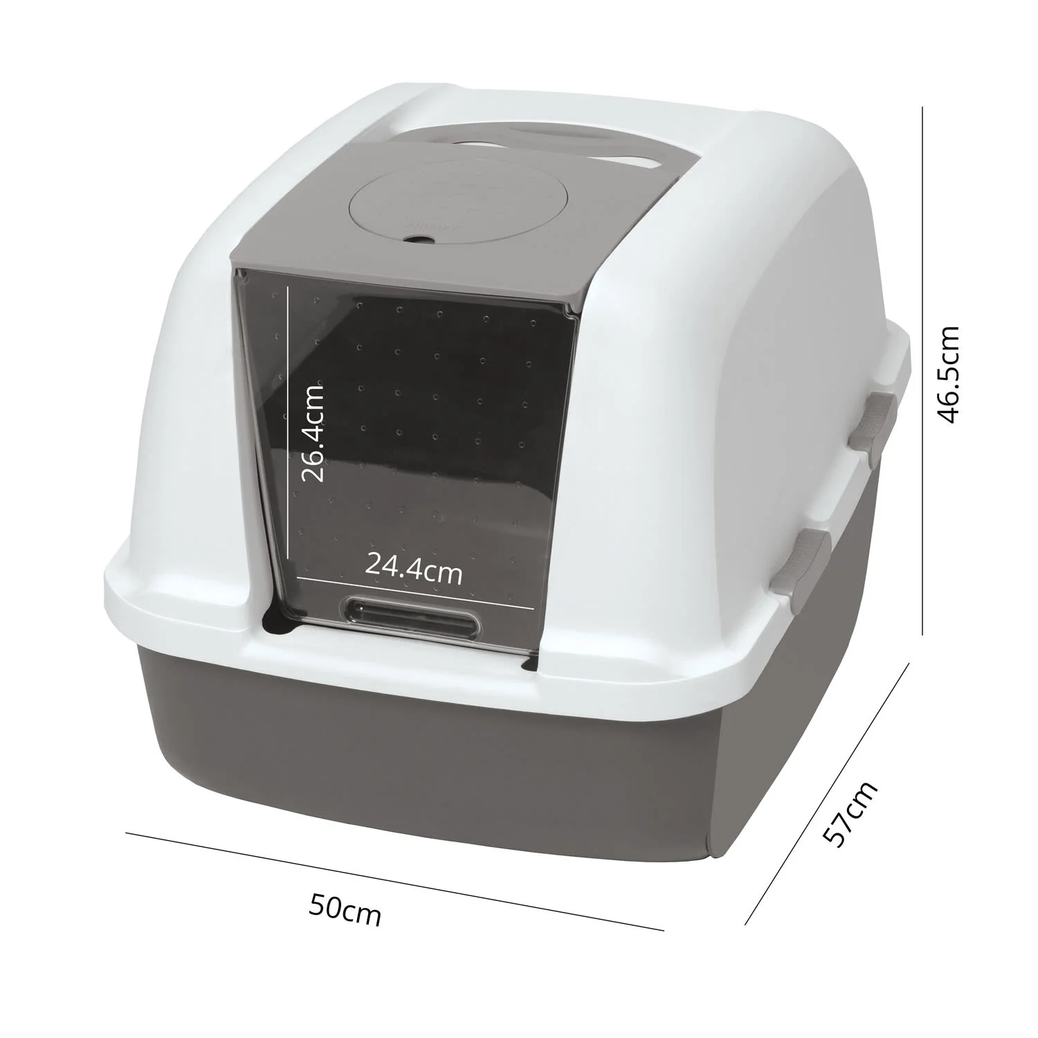 Catit Airsift Hooded White/Grey Cat Litter Box - Image 2