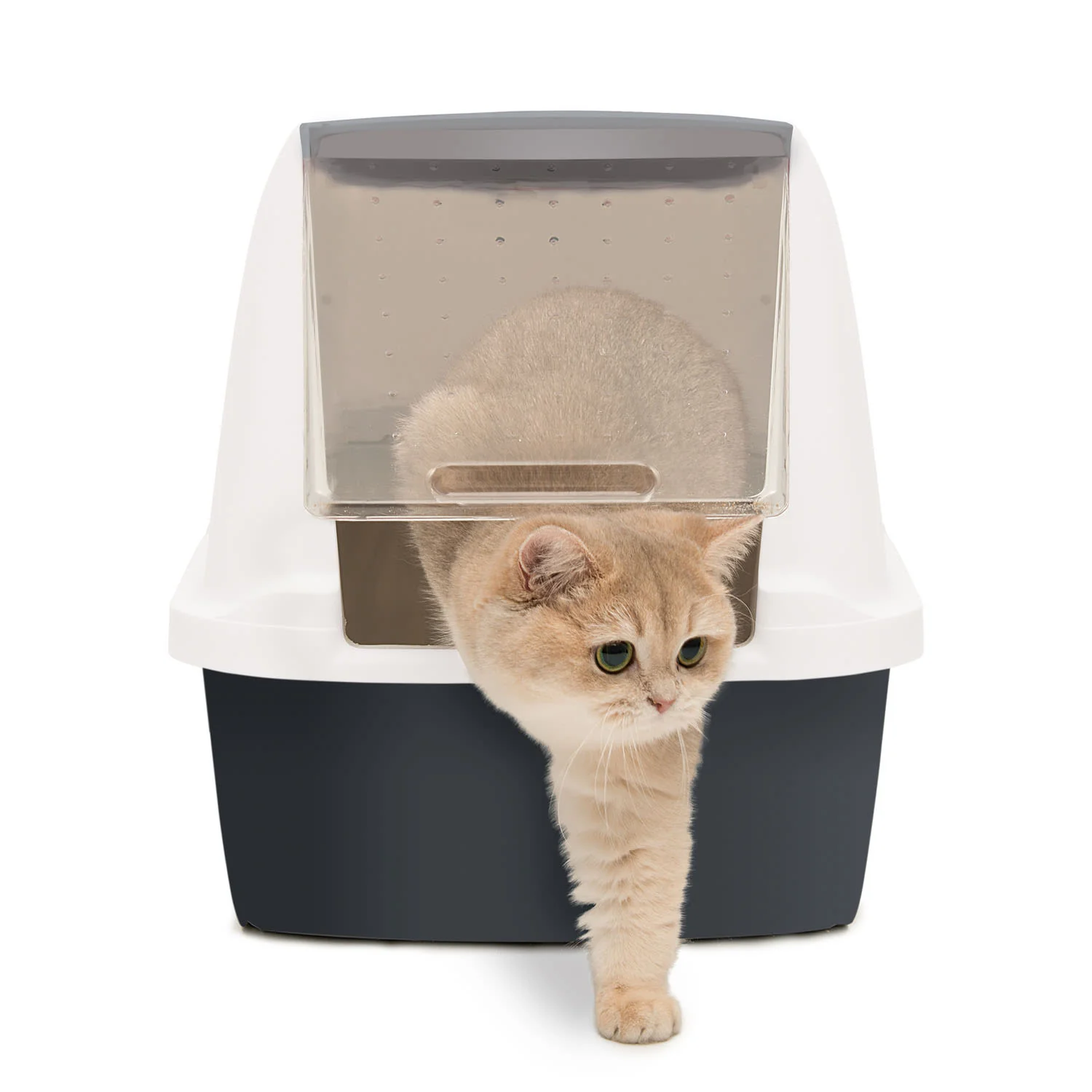 Catit Airsift Hooded White/Grey Cat Litter Box - Image 5