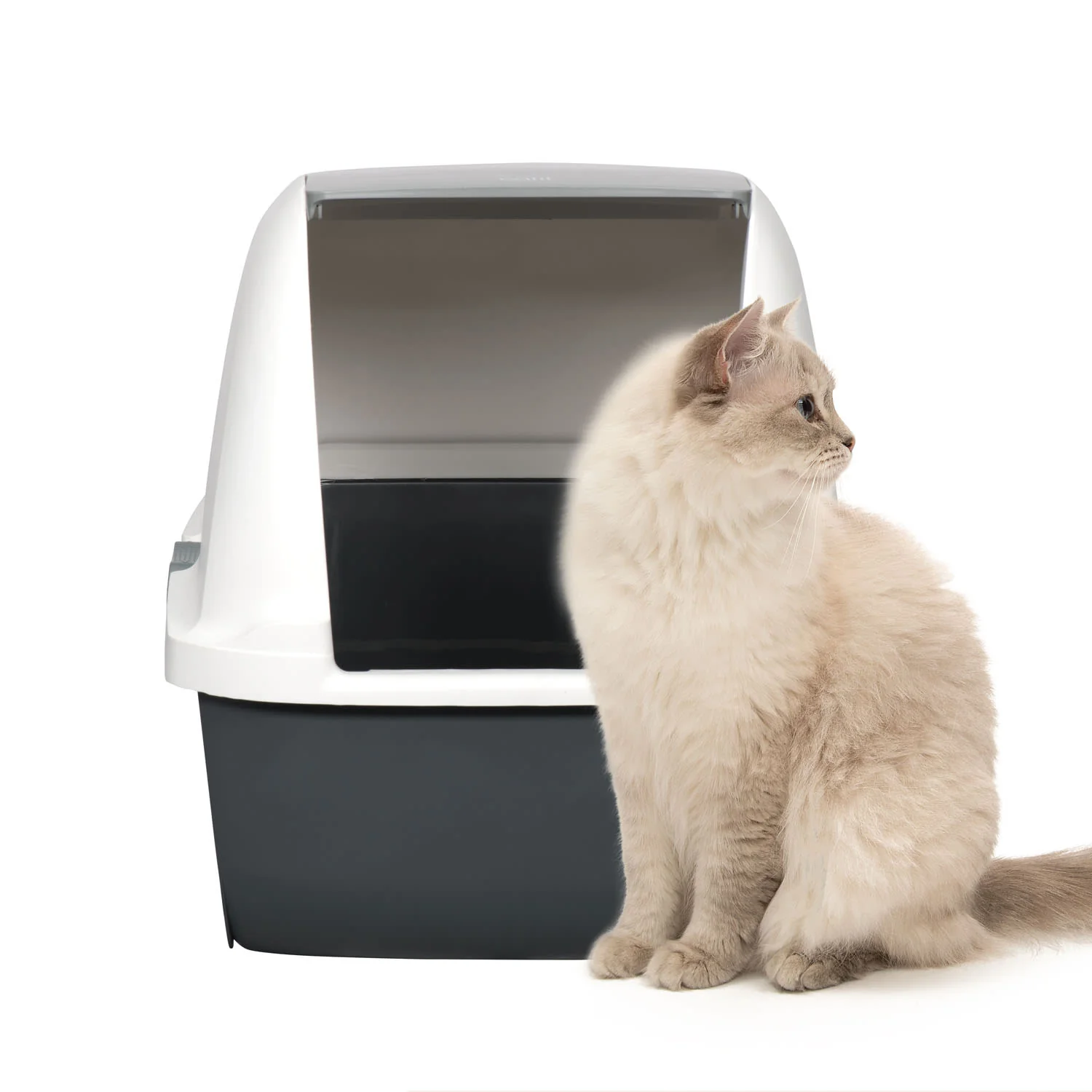 Catit Airsift Hooded White/Grey Cat Litter Box - Image 6