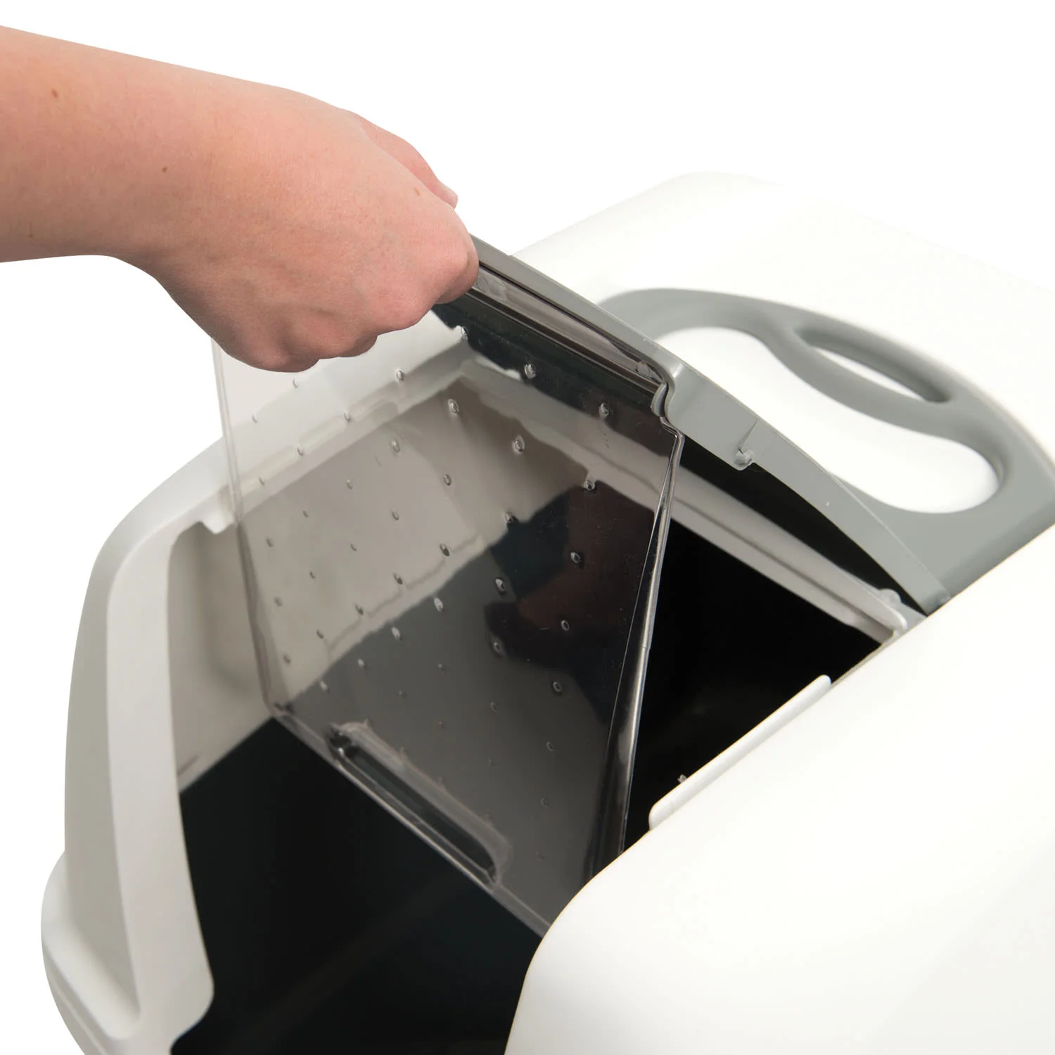 Catit Airsift Hooded White/Grey Cat Litter Box - Image 7