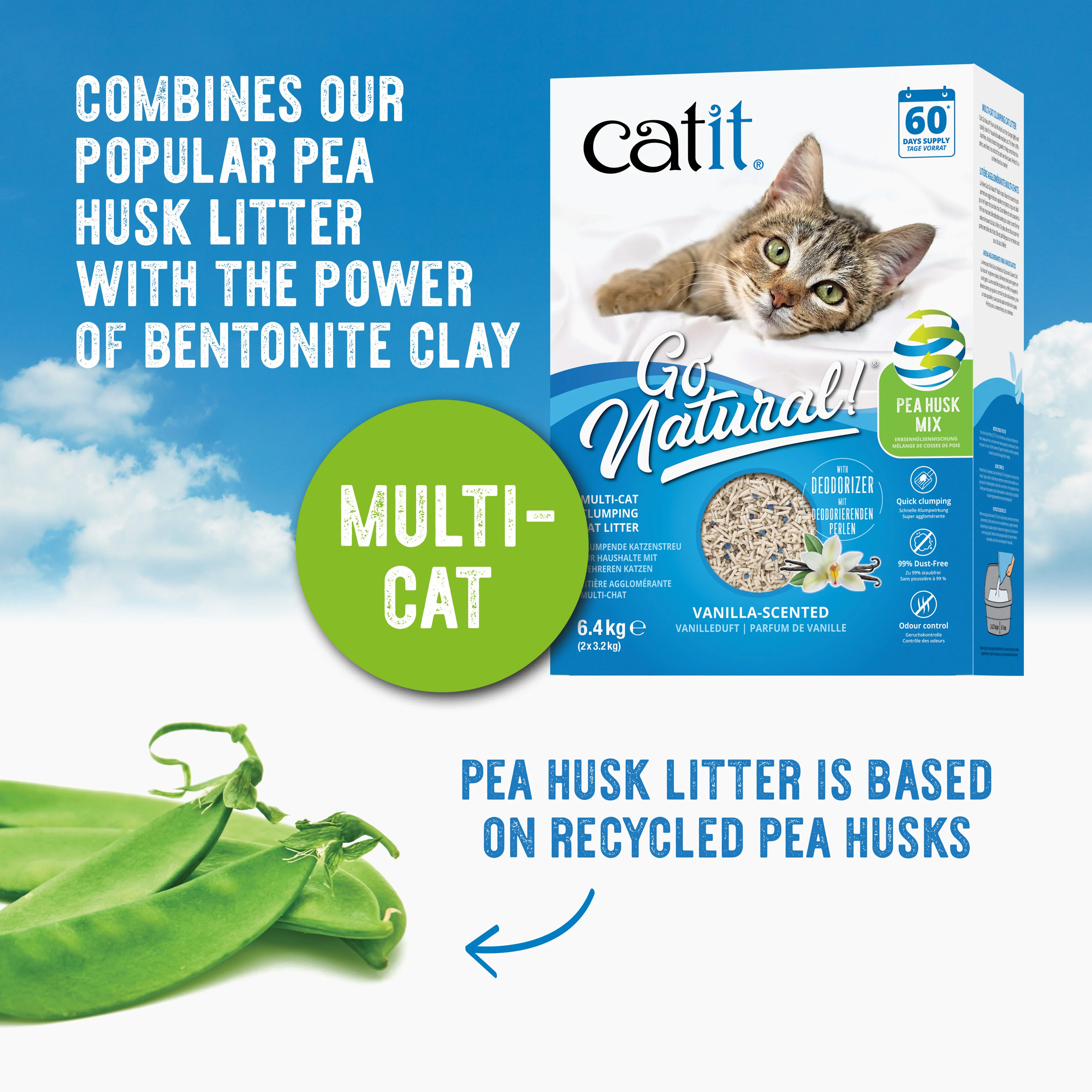 Catit Go Natural Pea Husk Cat Litter - Mix Vanilla - Image 3