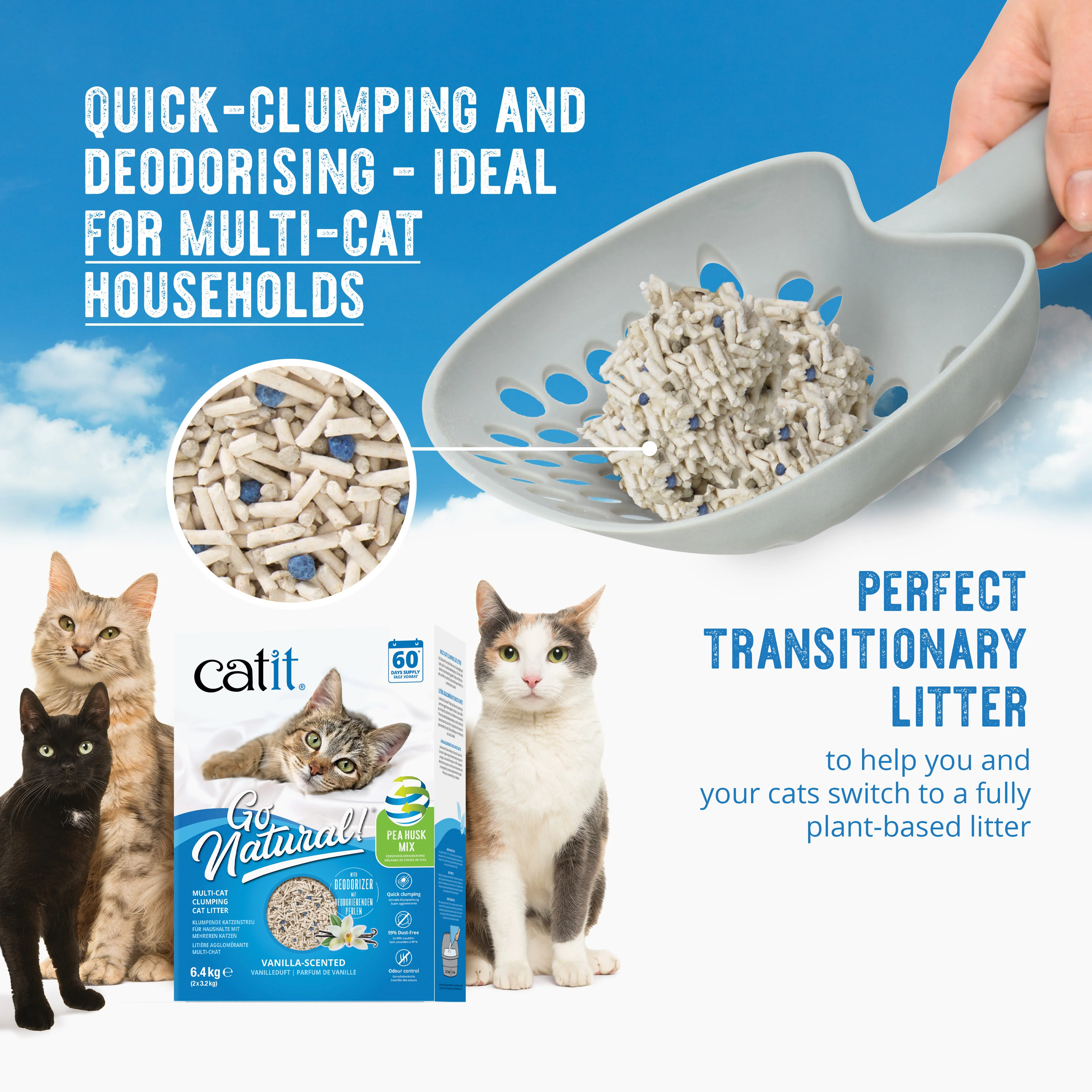 Catit Go Natural Pea Husk Cat Litter - Mix Vanilla - Image 4