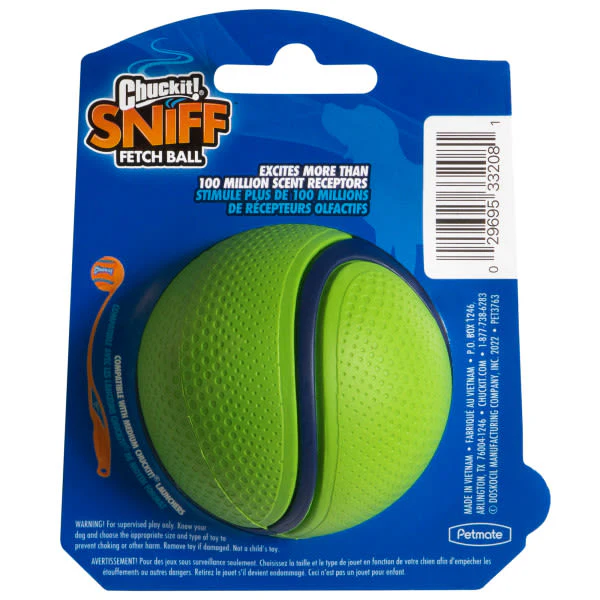 Chuckit! Sniff Fetch Ball Peanut Butter Medium Green Ball Dog Toy - Image 2