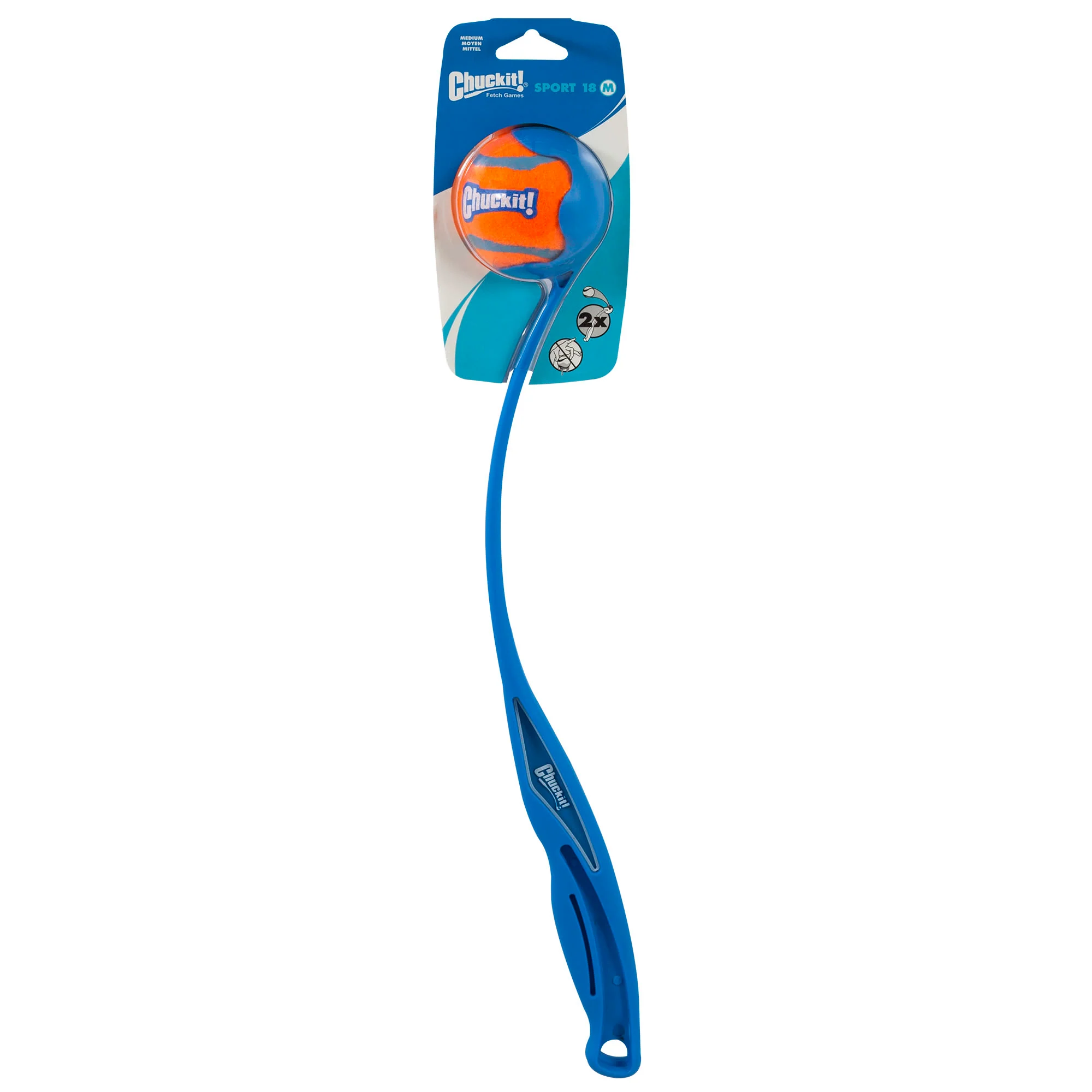 Chuckit! Sport 18 Ball Launcher Blue and Orange Medium Dog Toy