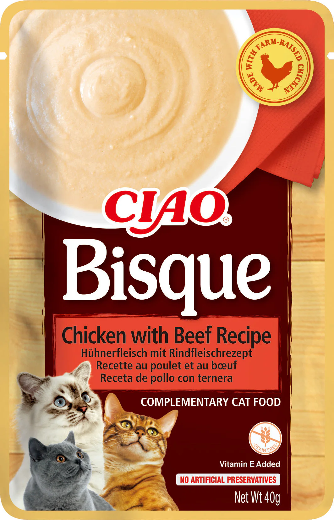 Ciao Bisque Wet Cat Food - Chicken with Beef Recipe