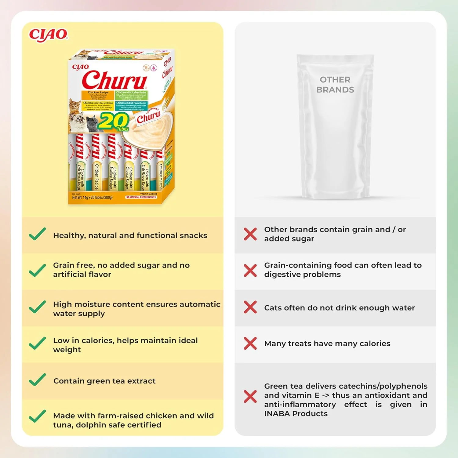 Ciao Churu 20 Pack Box Cat Treat - Chicken & Beef Variety - Image 3