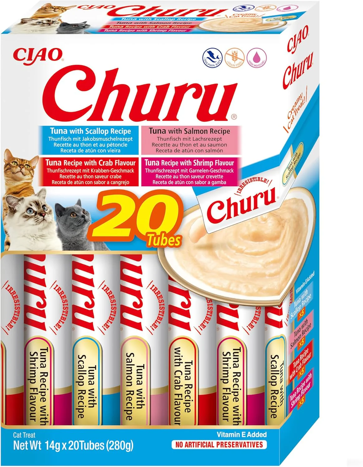 Ciao Churu 20 Pack Box Cat Treat - Tuna Seafood Variety