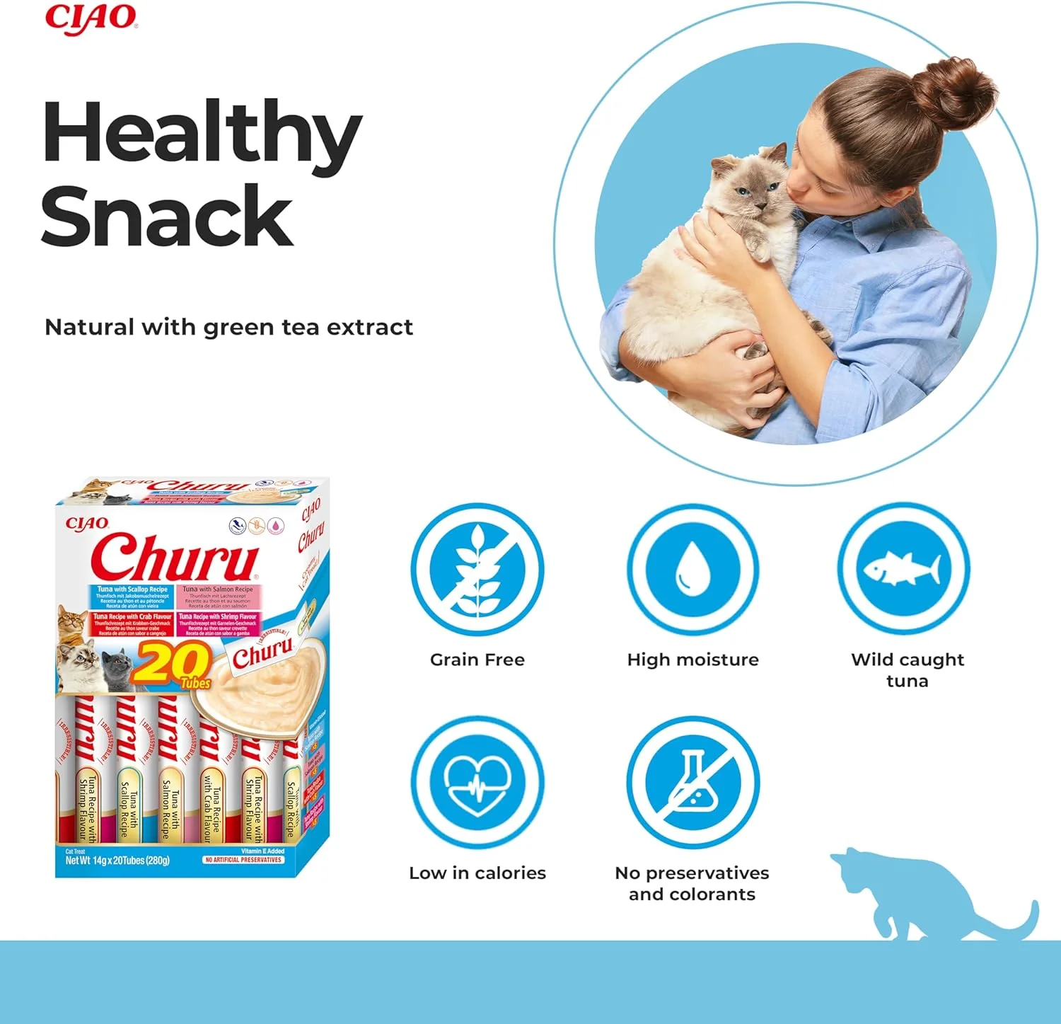Ciao Churu 20 Pack Box Cat Treat - Tuna Seafood Variety - Image 2