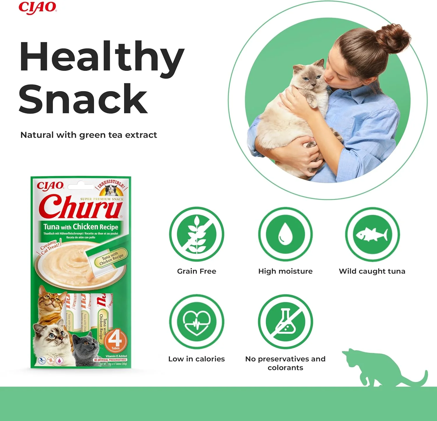 Ciao Churu 4 Pack Cat Treat - Tuna with Chicken Recipe - Image 2