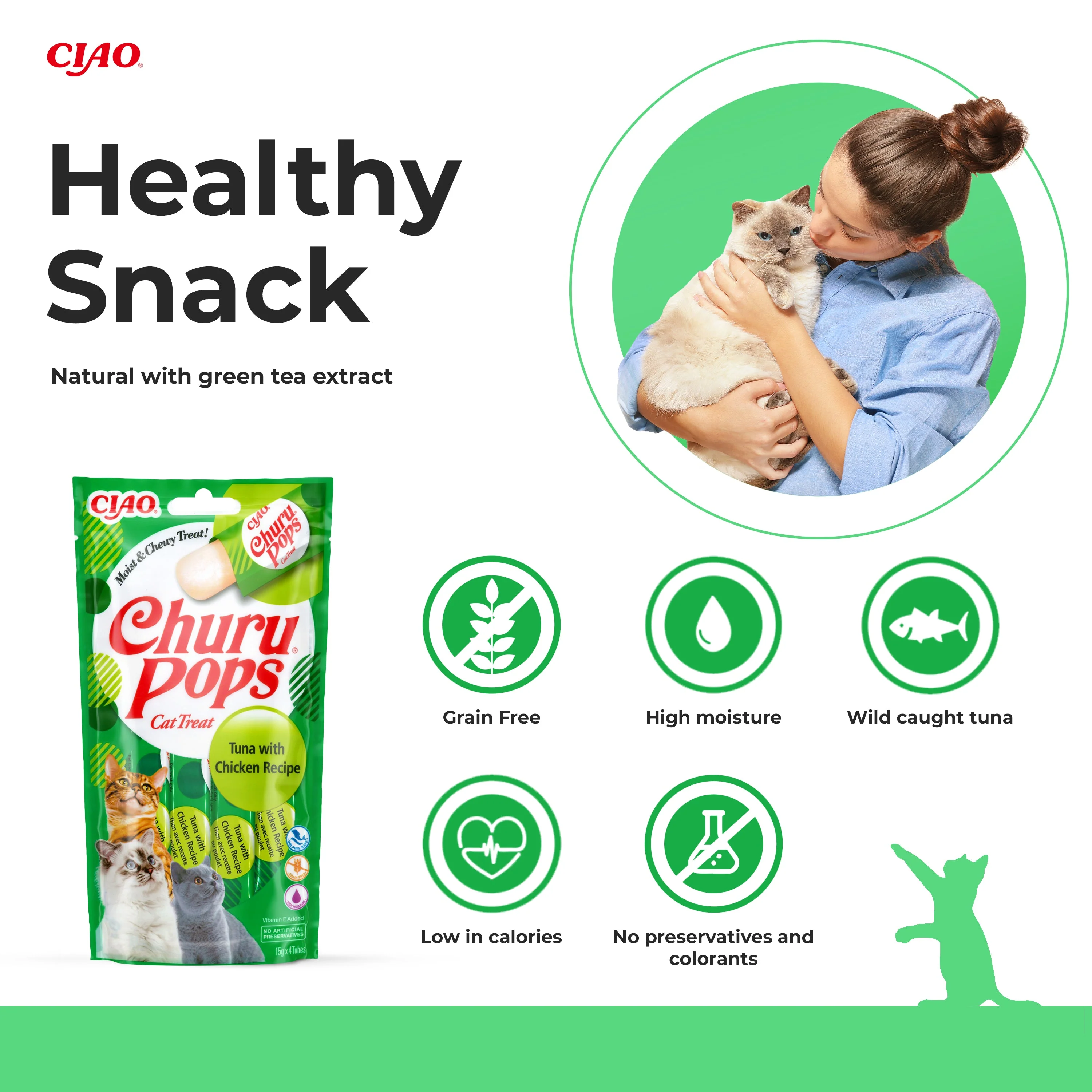 Ciao Churu Pops 4 Pack Cat Treat - Tuna with Chicken Recipe - Image 2