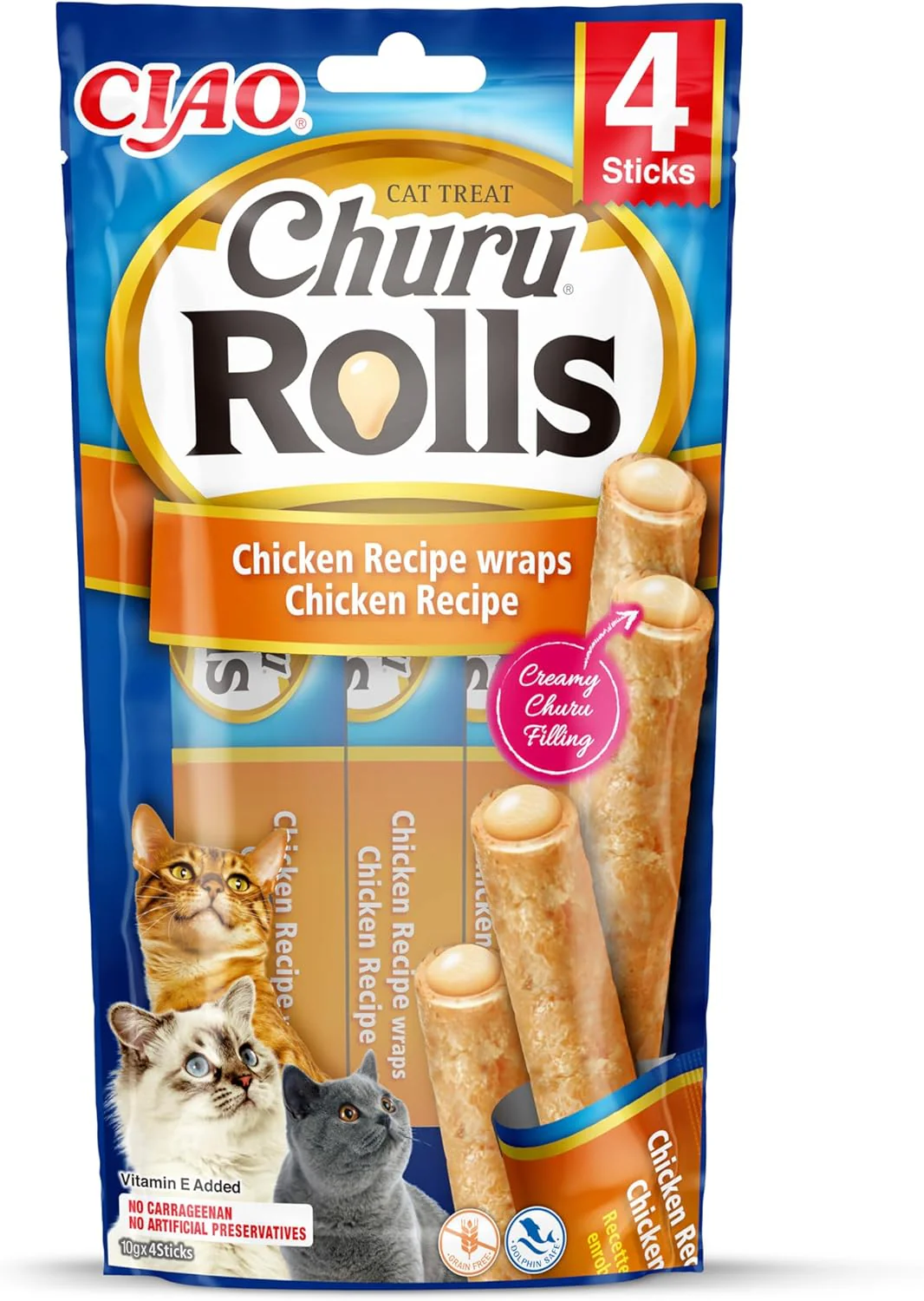 Ciao Churu Rolls 4 Pack Cat Treat - Chicken Recipe wraps Chicken Recipe