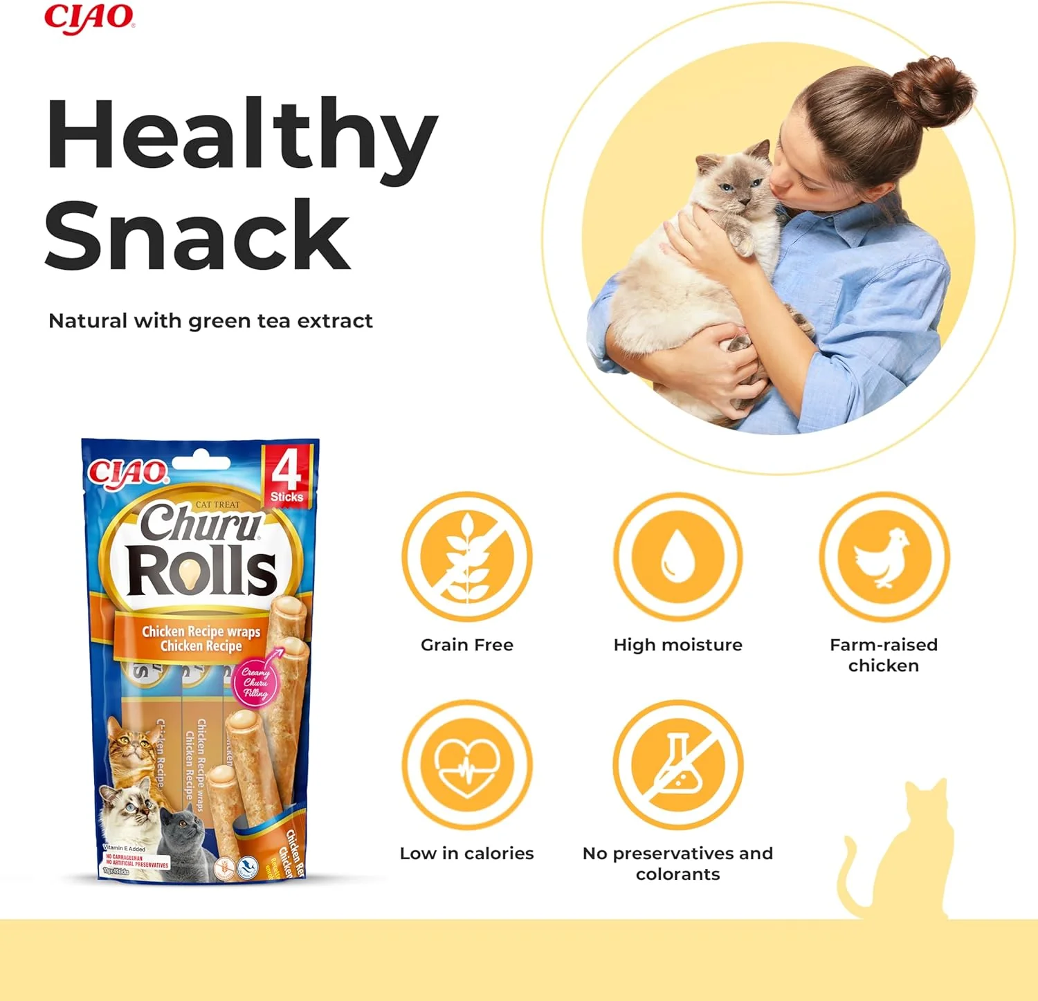 Ciao Churu Rolls 4 Pack Cat Treat - Chicken Recipe wraps Chicken Recipe - Image 2