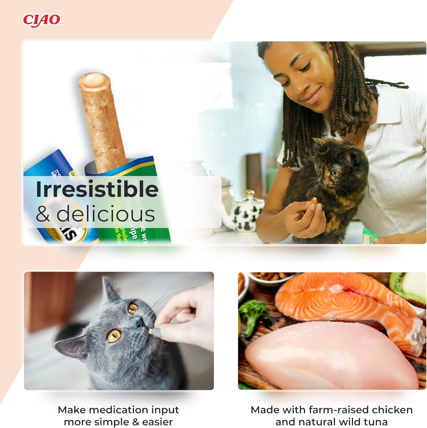 Ciao Churu Rolls 4 Pack Cat Treat - Chicken Recipe wraps Tuna Recipe - Image 3