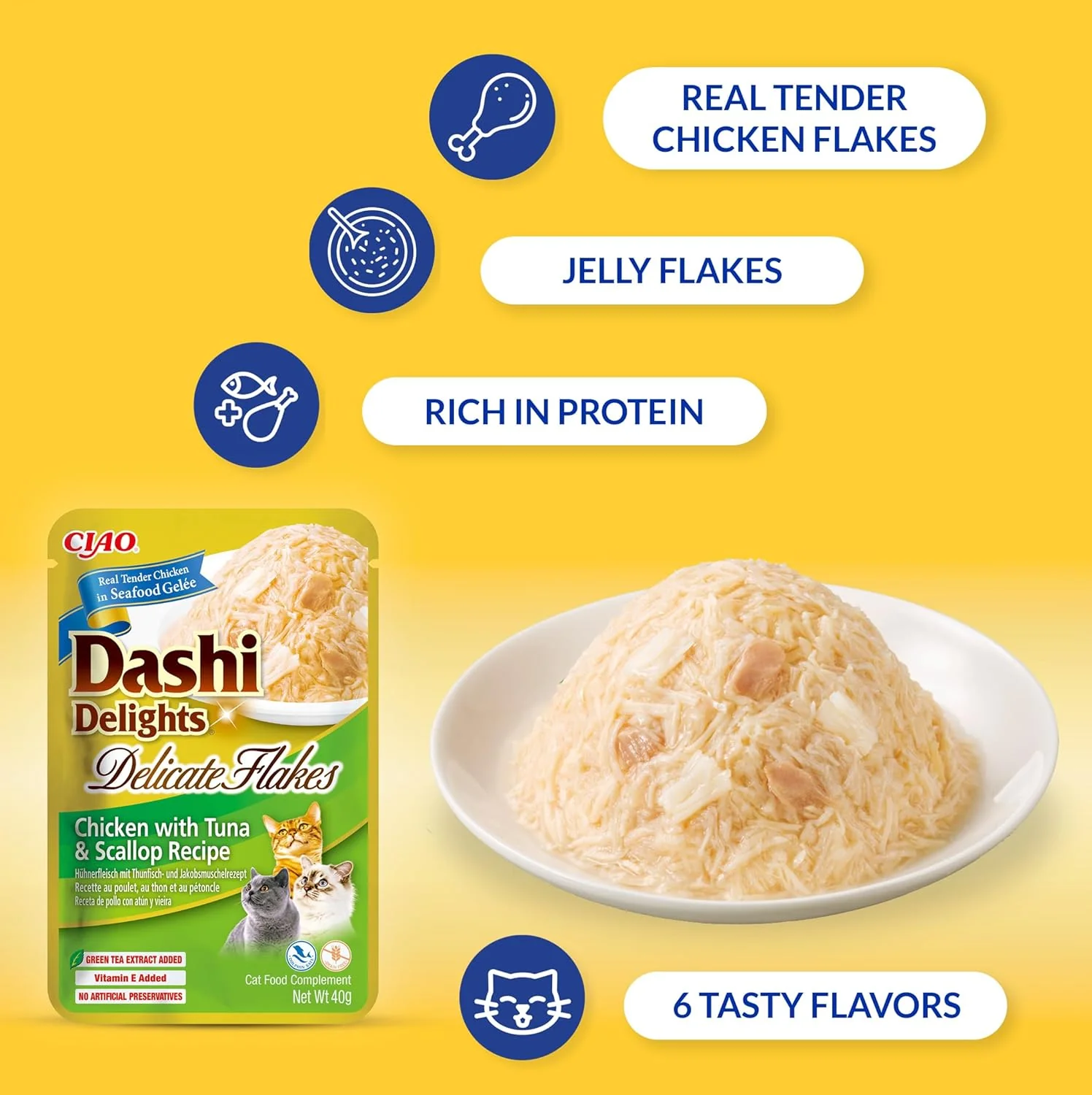 Ciao Dashi Delights Delicate Flakes Wet Cat Food - Chicken with Tuna & Scallop Recipe - Image 3