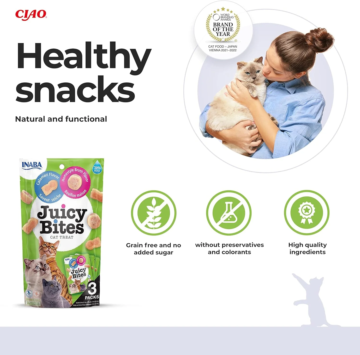 Ciao Juicy Bites Cat Treat - Homestyle Broth & Calamari Flavour - Image 2